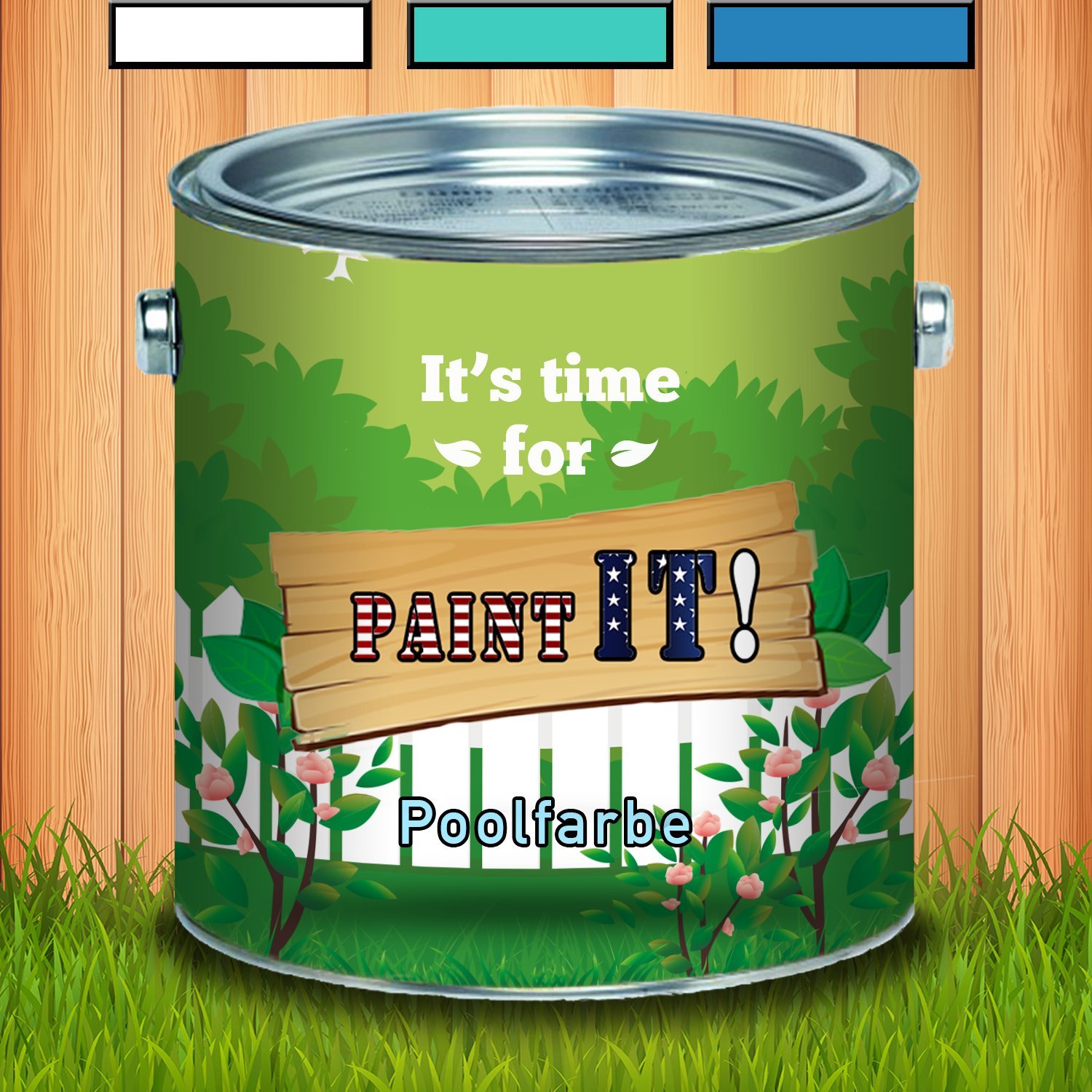 Paint IT! langfristige 2 Komponenten Poolfarbe für GFK, Kunststoff und Polyester Schwimmbeckenfarbe inkl. Härter im SET in Blau Weiß Grün Seegrün Farbauswahl (1 L, Blau)