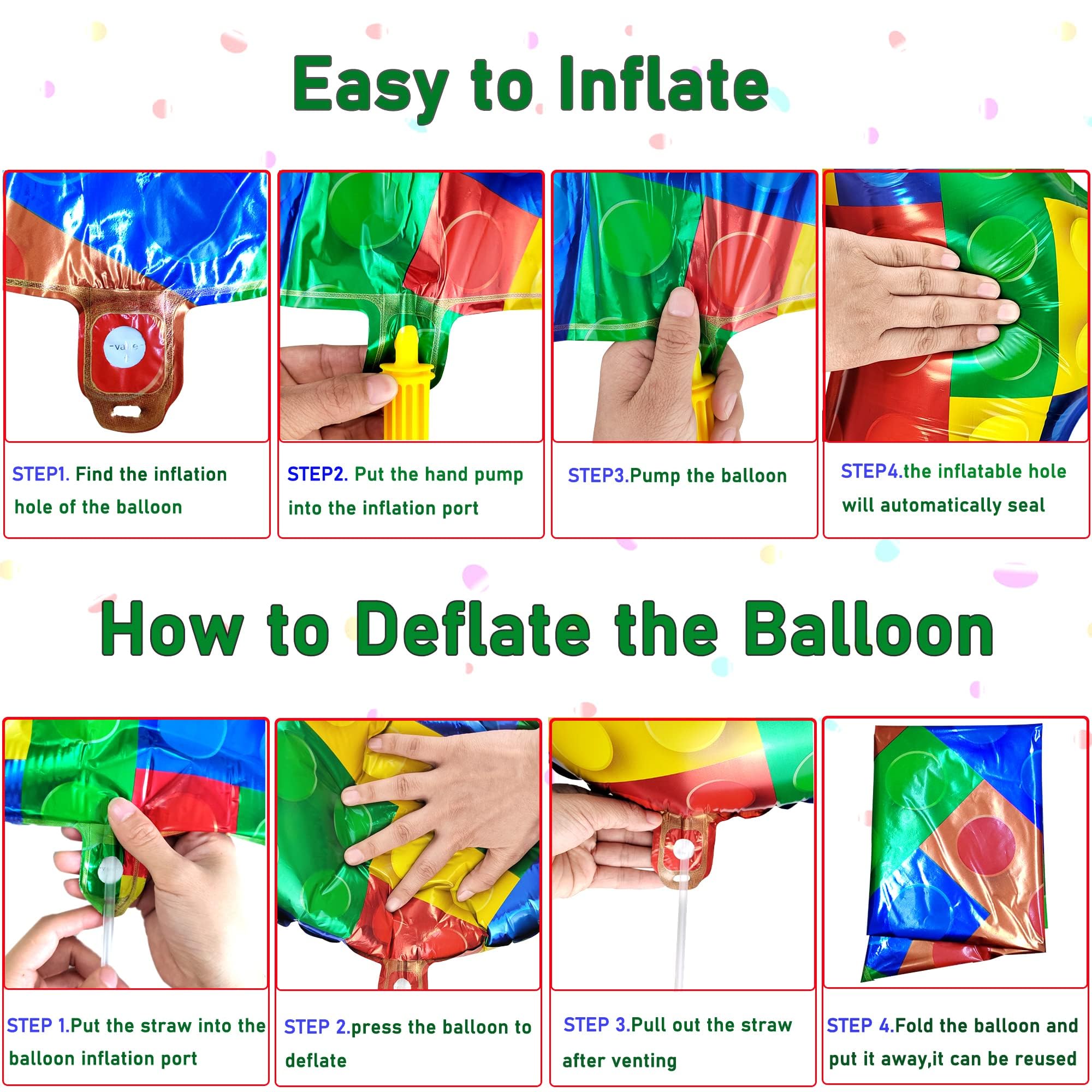 CHANGZHONG 32 Inch Building Block Number 2 Balloons 2 Years Old Balloons Large Big Helium Foil Mylar Balloon for 2nd Birthday Party Decoration Supplies - 5