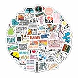 BulbaCraft Running Stickers for Water Bottles&comma; Run Stickers and Decals&comma; Runner Decals - Running Themed Party Decorations&comma; Presents for Marathon Runners Men&comma; Gifts for Women & Men