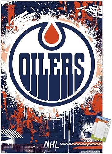 Trends International NHL Edmonton Oilers - Póster de pared con logotipo Maximalist 23, 22.37 x 34.00 pulgadas, paquete de póster y montaje prémium