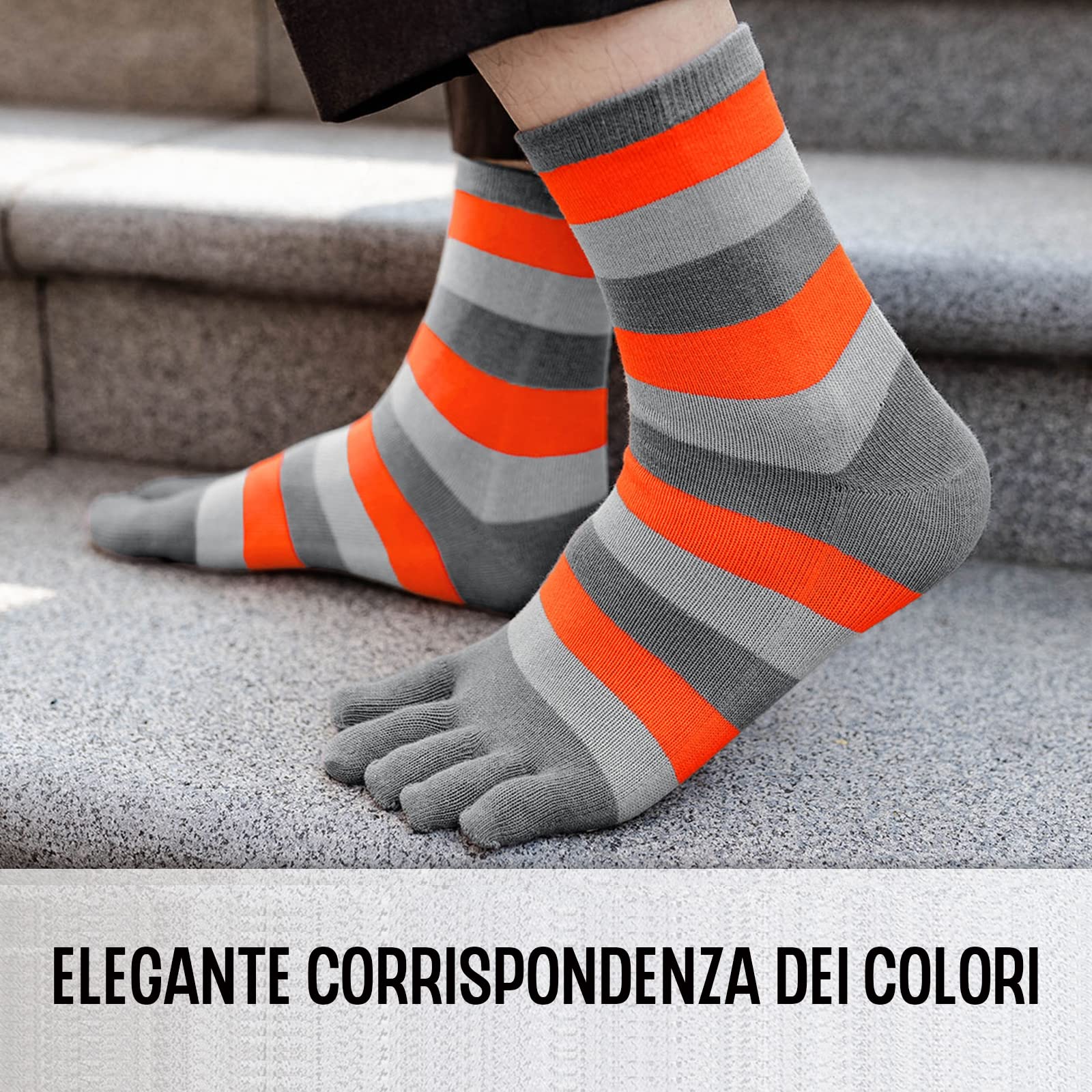 PUTUO Calze con Dita Uomo Calzini con 5 Dita Separate in Cotone, Calze 5 Dita Uomo Calzini Sportivi, Uomo Calzino infradito a 5 dita, 39-47, 5 paia