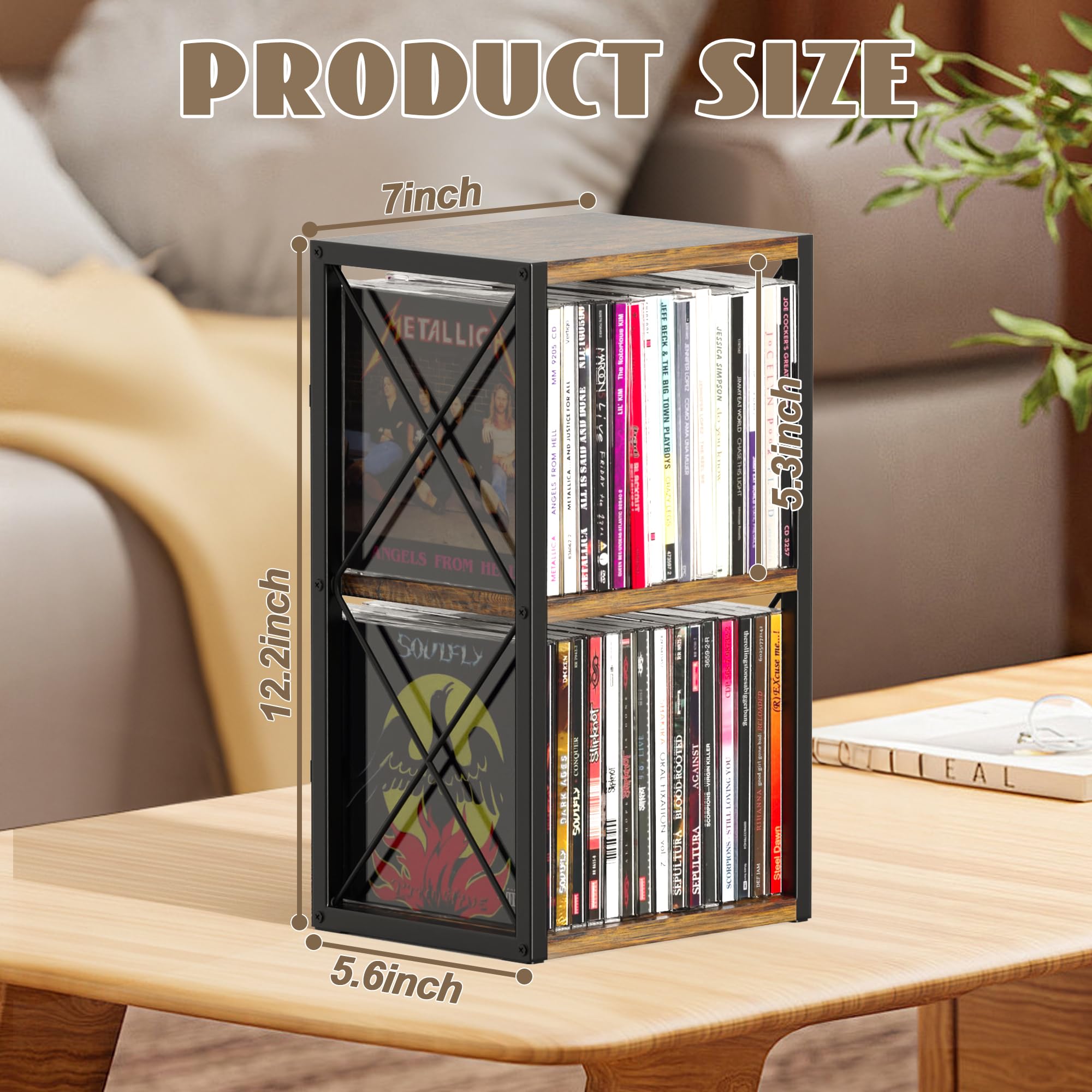 Alyoen Organizer per CD a 2 ripiani, in legno, può contenere fino a 30 CD, porta CD per esposizione, ripiano per CD di alta qualità per casa e ufficio, ideale per gli appassionati di musica