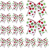 Vista 1 de DIYDEC 12 piezas de lazos de Navidad para decoración 16 cm de gran tamaño, lazos para corona de Navidad rojos y verdes, lazos para árbol de Navidad