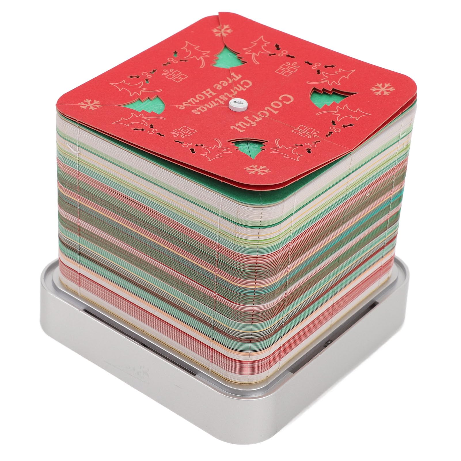 3D-Notizblock, Papierschnitzerei, Kunst-Notizblock mit Kalender 2026, Weihnachtsbaum, Haus, Schreibtisch, Ornament, Geschenk für Büro und Zuhause, 9,8 x 9,8 x 8,8 cm, Papier und