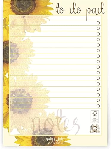 Ashton and Wright - Bloc diario para hacer  Organizador de escritorio A5 girasol  60 hojas - 80 GSM