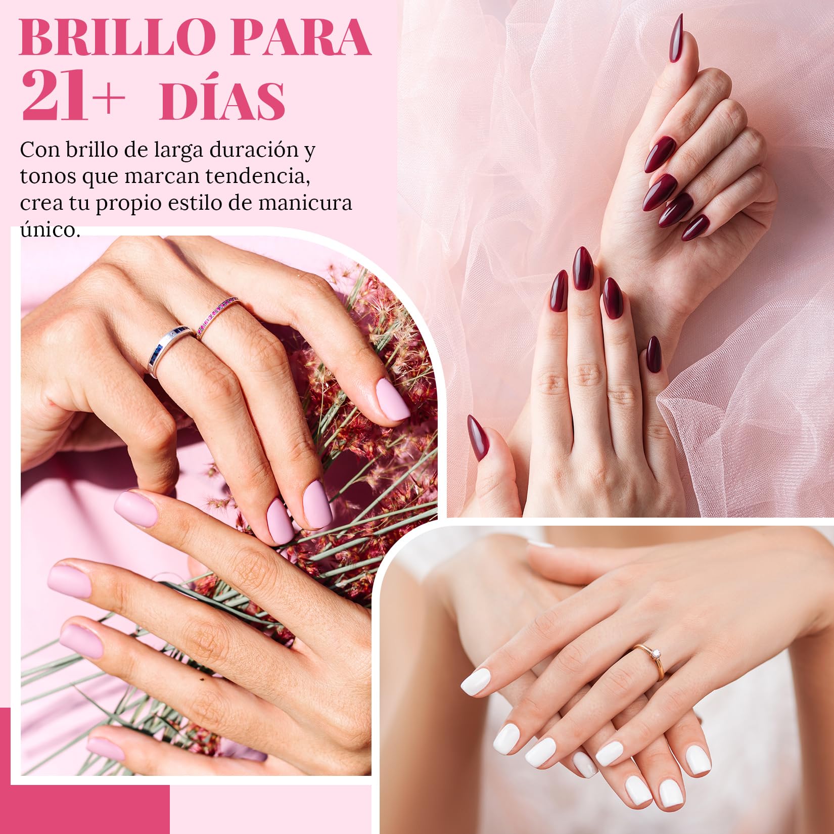 VANREESA Uñas Semipermanentes Kit Completo y Lámpara U V 24 Colores Kit Uñas Semipermanentes con Base Top Mate Top Coat Kit Manicura Semipermanente para Principiante