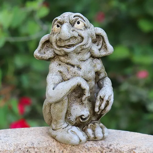 Dnoifne Wasserspeier-Skulptur - Gothic Troll Harzhandwerk für Garten & Heimdekoration