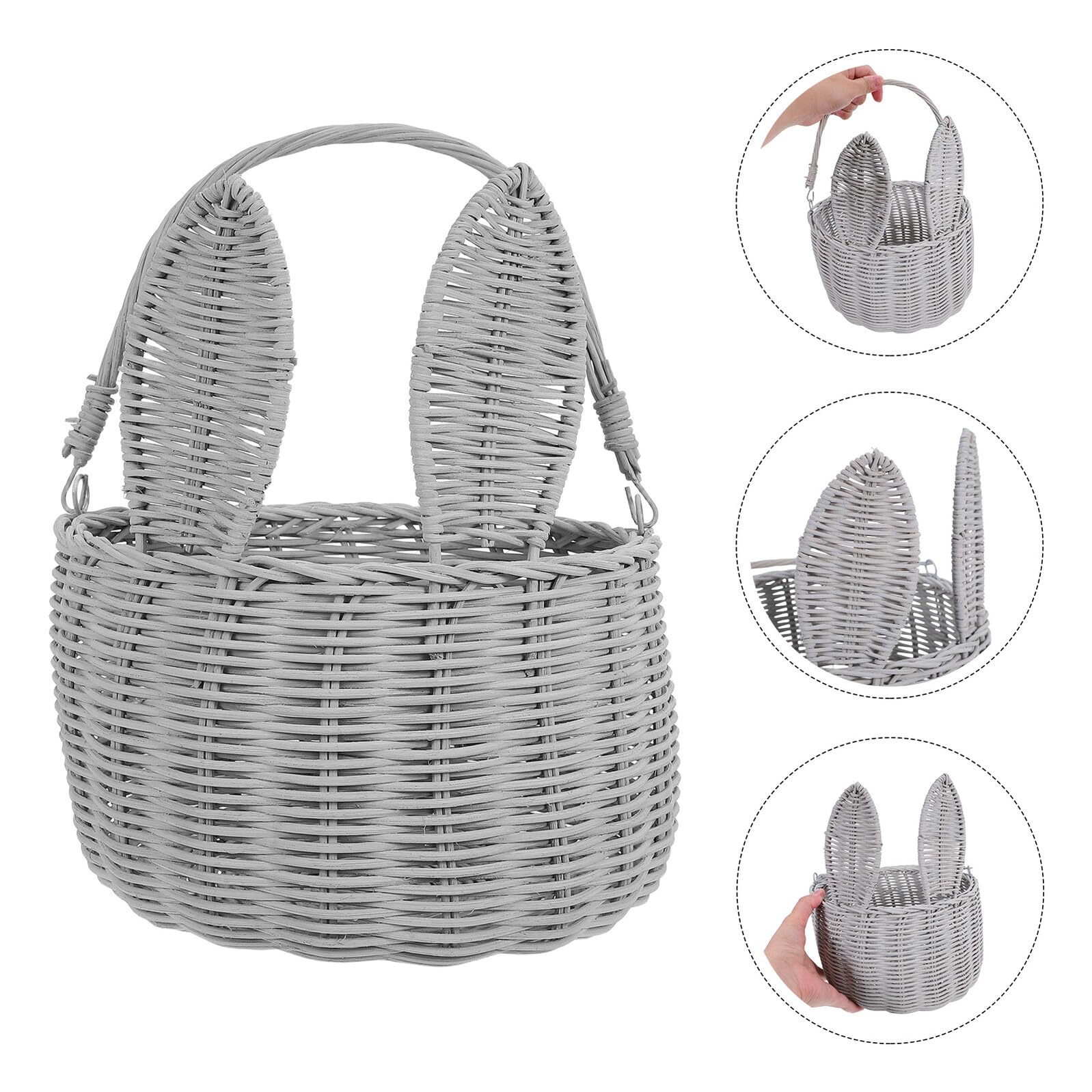 COLLBATH Rattanowy Kosz Na Kwiaty Rattan Flower Mały Kosz Do Przechowywania Grey