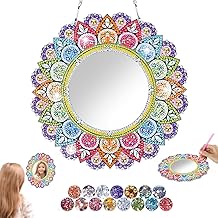 5D Diamond Painting Mirror, Diamonds Mandala Mirror Toys, Makeup Mirror Kit, Gifts for Girls of 5 6 7 8 9 10 11 12 Years Old for Home Living Room Wall Decoration (01)