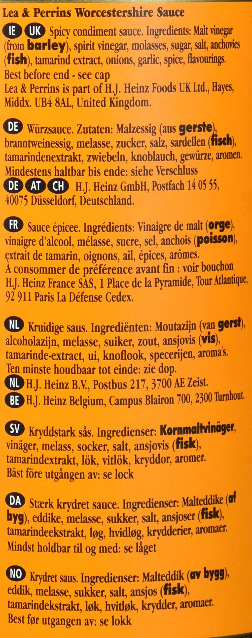 Lea & Perrins Worcestershire Sauce, Glasflasche, 6er Pack (6 x 568 ml)