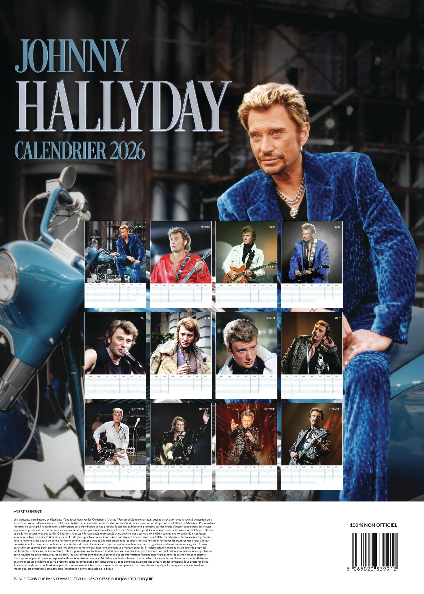 Johnny Hallyday Calendrier 2026
