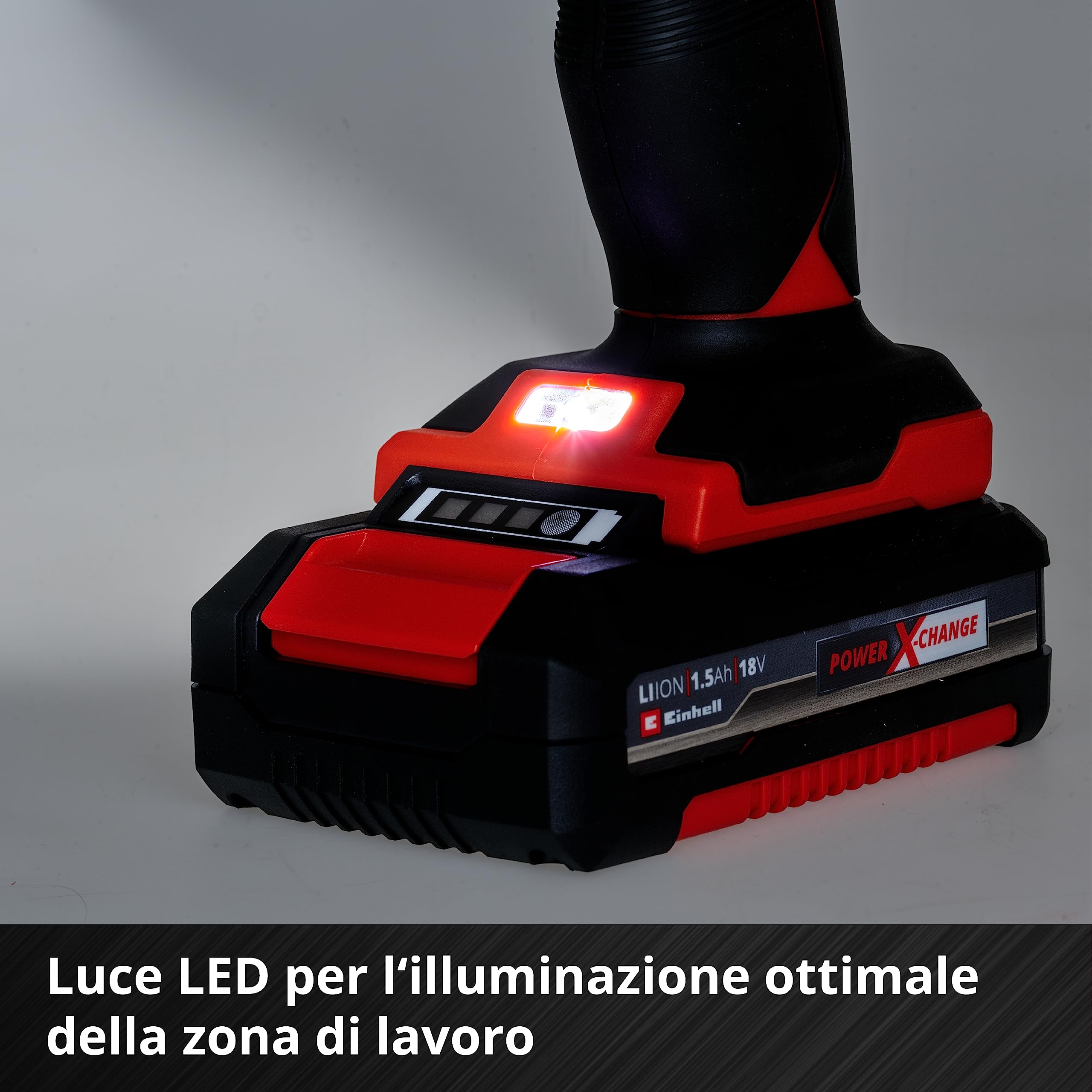 Einhell TC-CD 18/35 Li (1x1,5 Ah) Trapano avvitatore Power X-Change (18 V, Li-Ion, giri al min. 0-550, torsione 35 Nm, incl. Batteria e caricabatteria)
