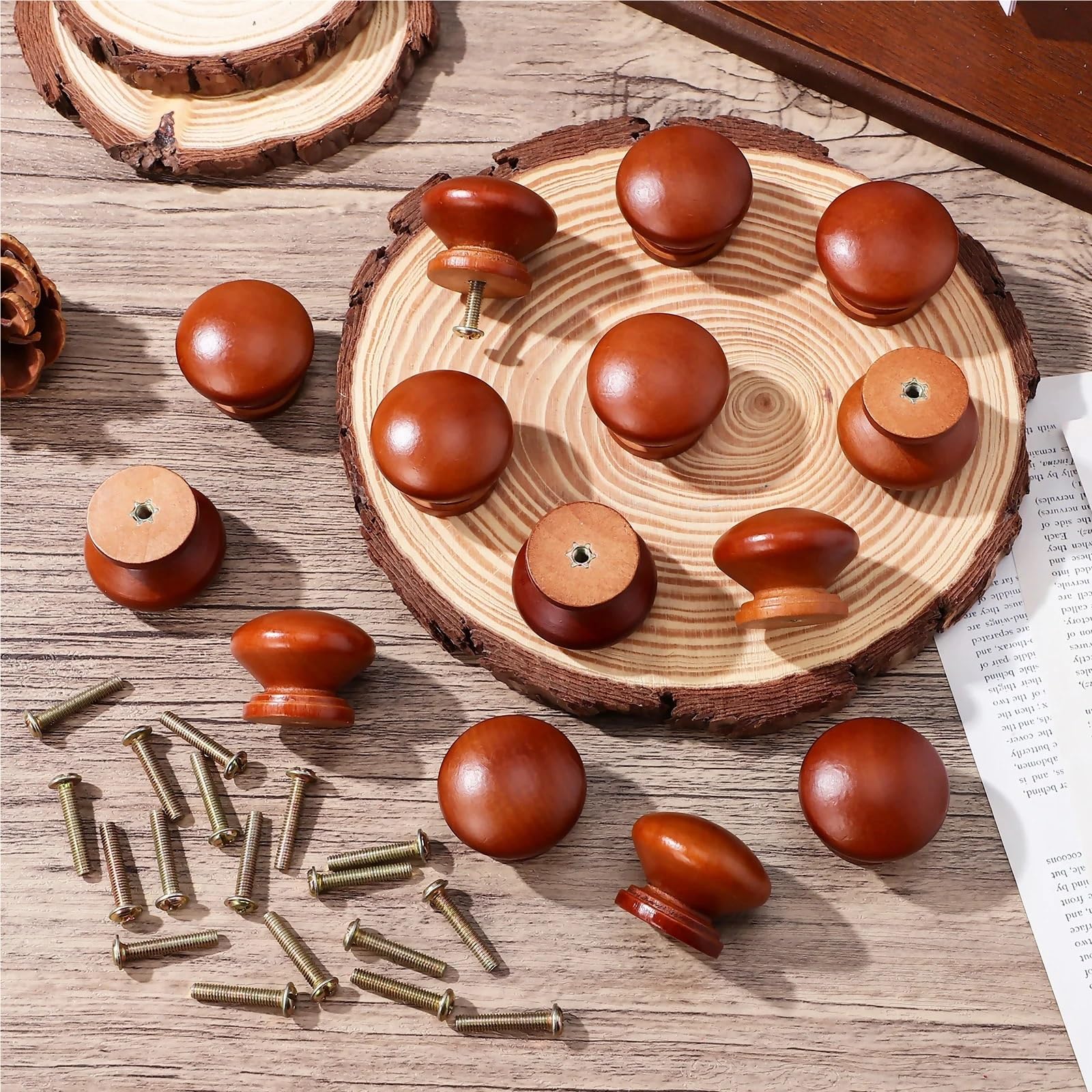 20 pezzi pomelli in legno maniglie rotonde lisce lucide for mobili da cucina cassettiera cassetti guardaroba manopole for in Per Porte Armadietti Cassetti