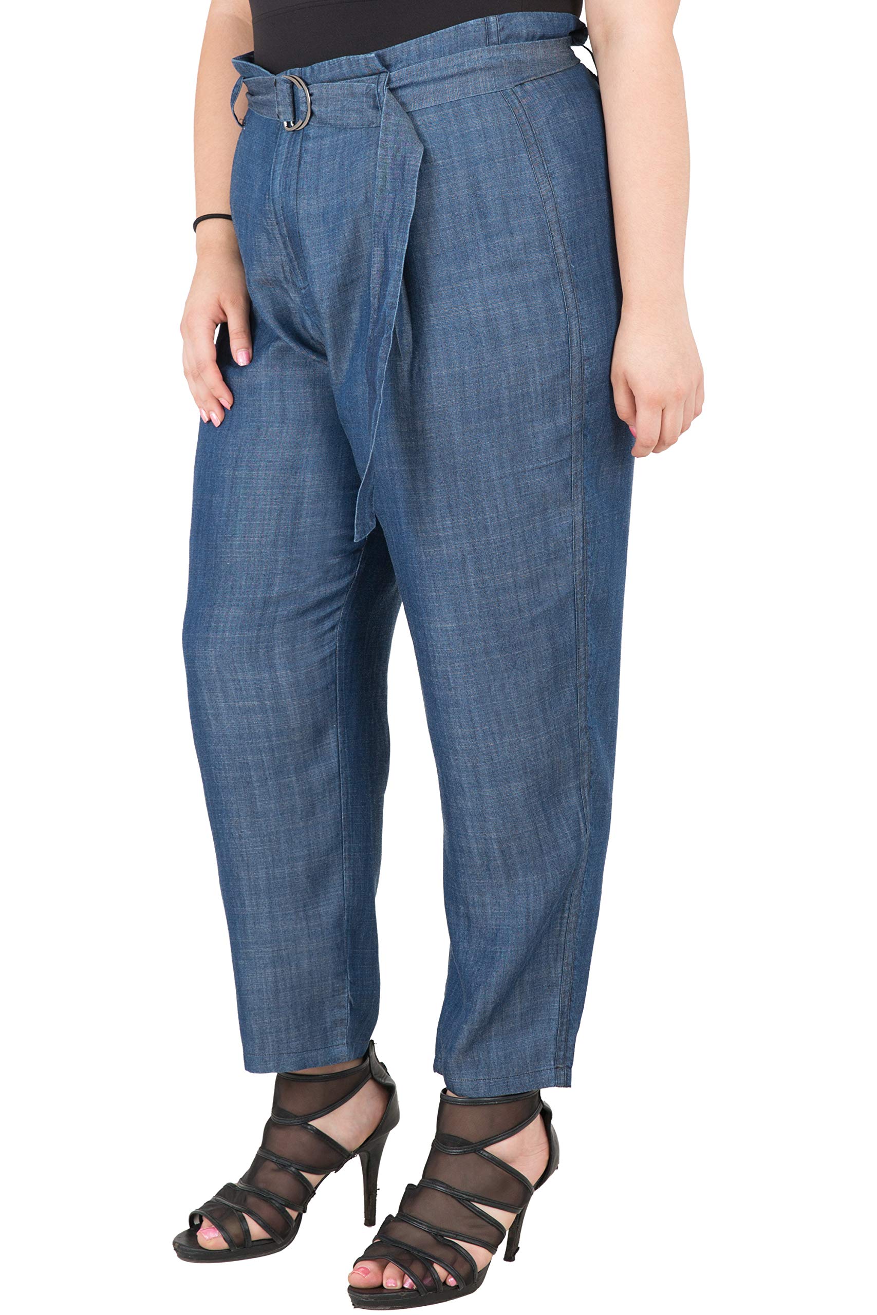 Standards Practices Plus Size Modern Womens Paper Bag Waist Tencel Crop Pants