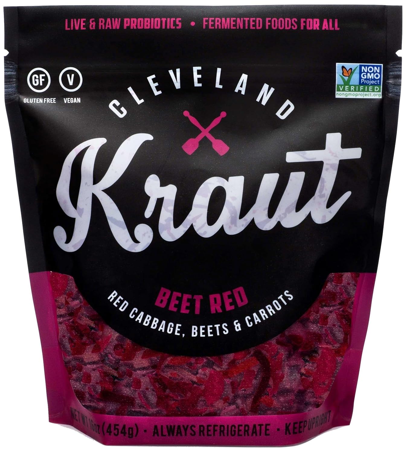 Cleveland Kraut Beet Red - Red Cabbage, Beets, and Carrots, Live and Raw Probiotics, 16 Ounce (Pack of 6)
