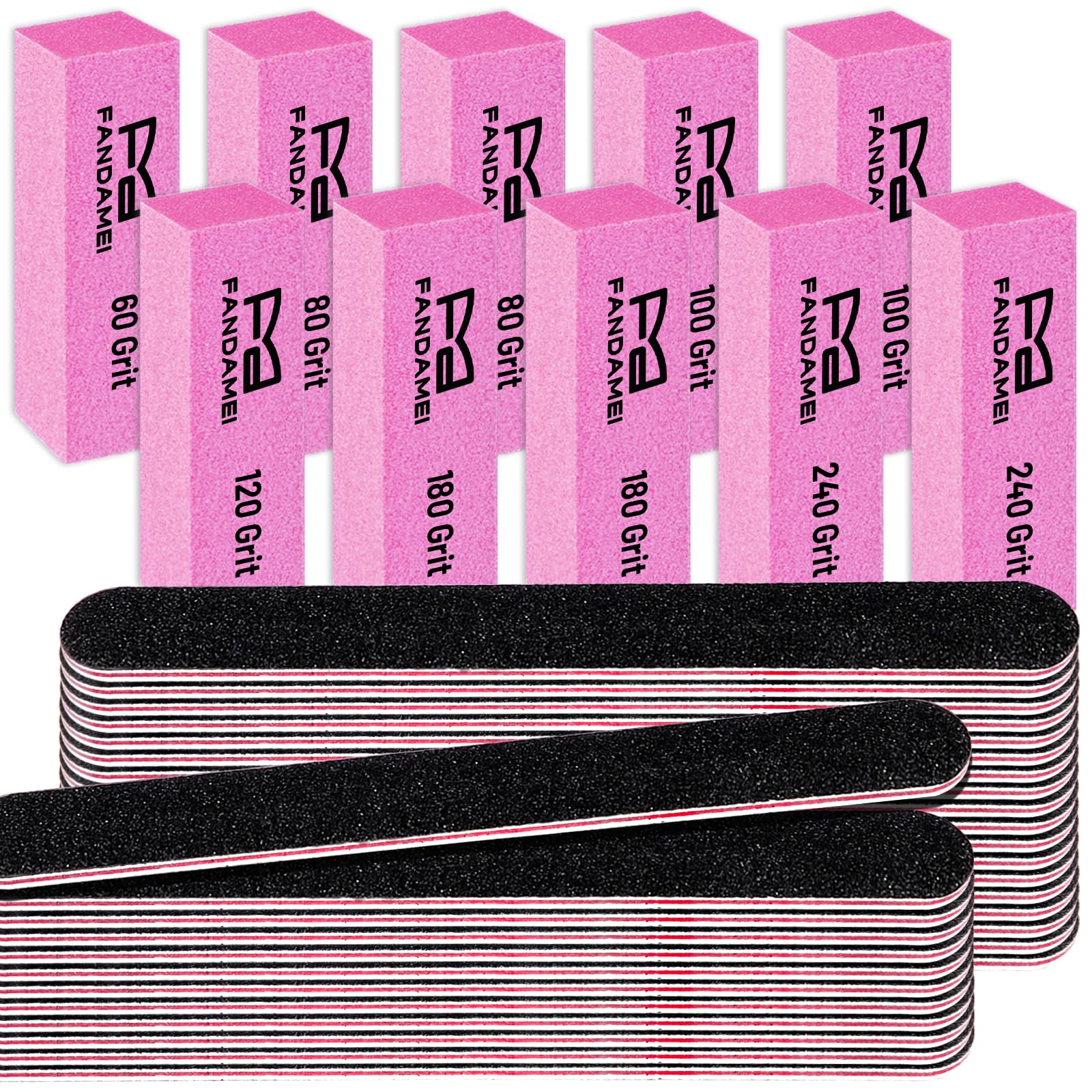 FANDAMEI 40PCS Nail Files and Buffers, Emery Boards for Nails, Nail Buffer