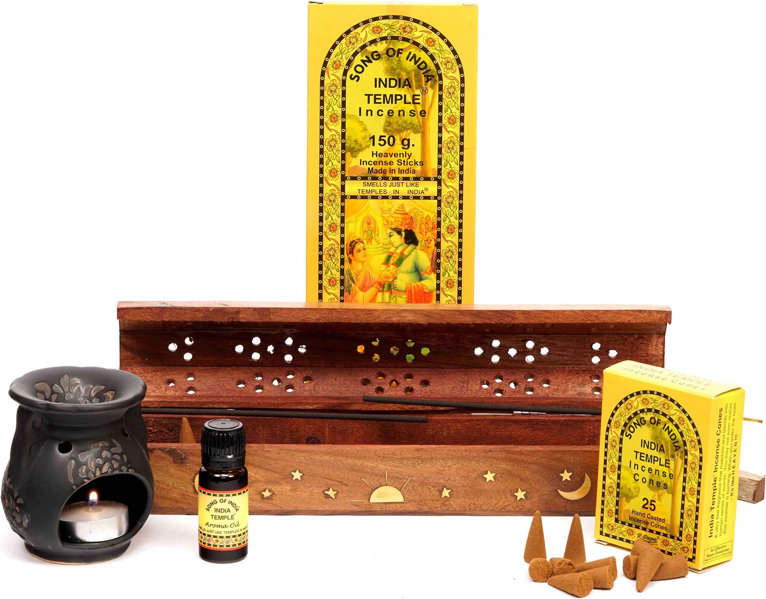 Song of India - India Temple Gift Set #10 | Natural Incense Cones & Sticks, A...