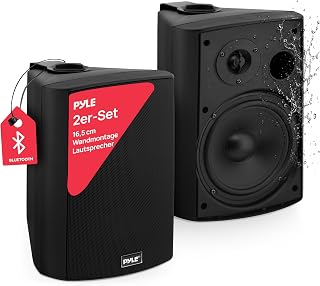 Pyle Outdoor Lautsprecher Bluetooth, 40 W RMS, wetterfest, Paar Schwarz
