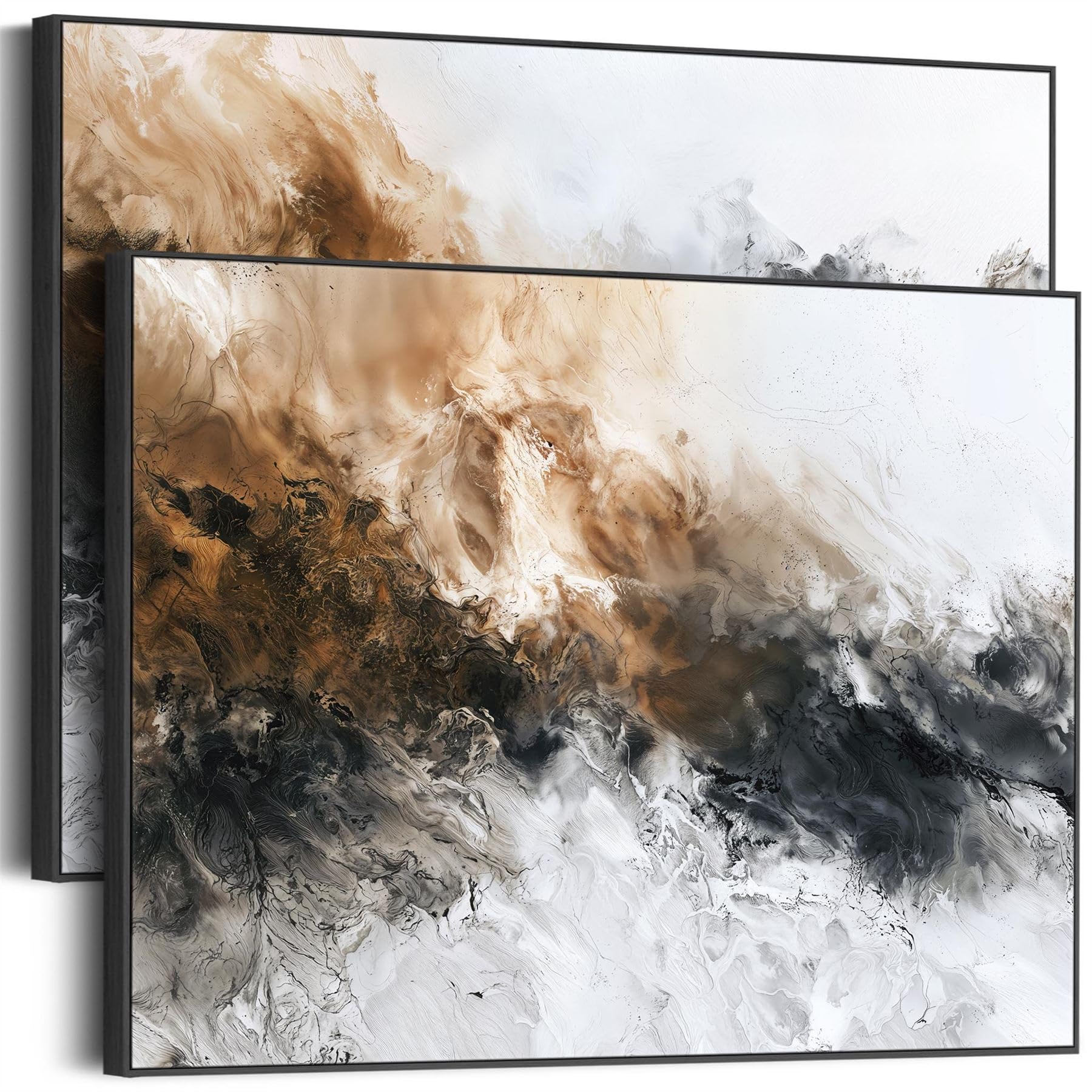 Wallfillers Large Oversized Abstract Wall Art - Convergence - Framed Pair of Canvases (207cm x 84cm)