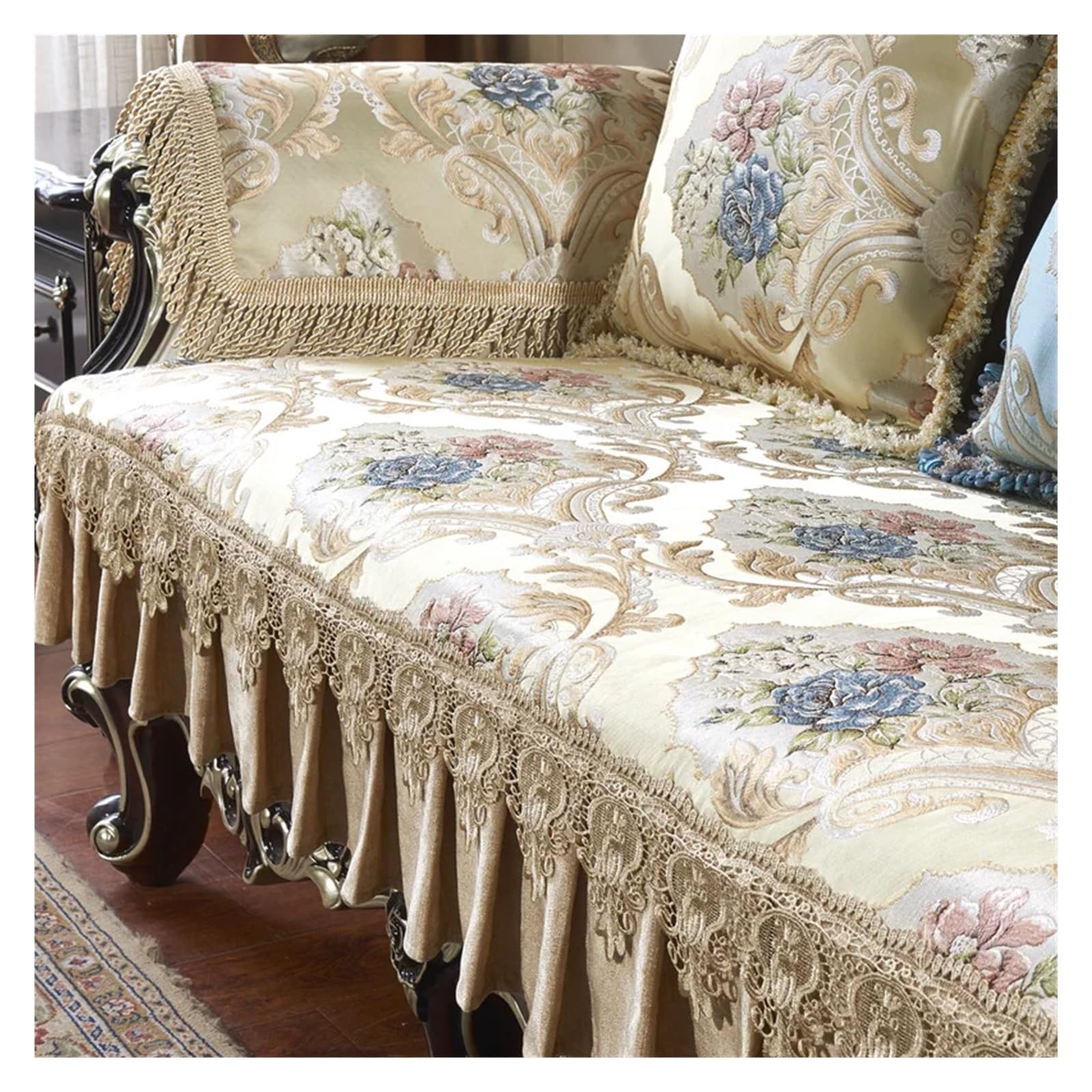 XIUsheUA Vintage Sofa Cover Vintage Jacquard Sofa Covers Universal Cover Furniture Protector Sectional Couch Cover(Beige,Back towel 80x90cm)