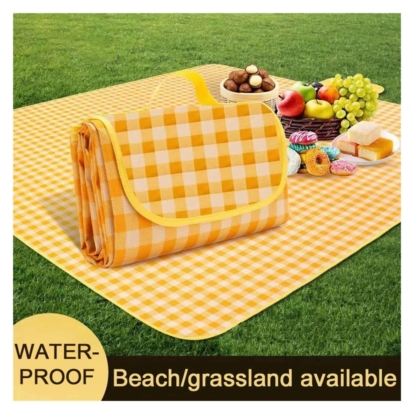 Tappetino da picnic impermeabile, portatile, per campeggio, a prova di umidità, per spiaggia e prateria, perfetto per picnic in famiglia e gite primaverili