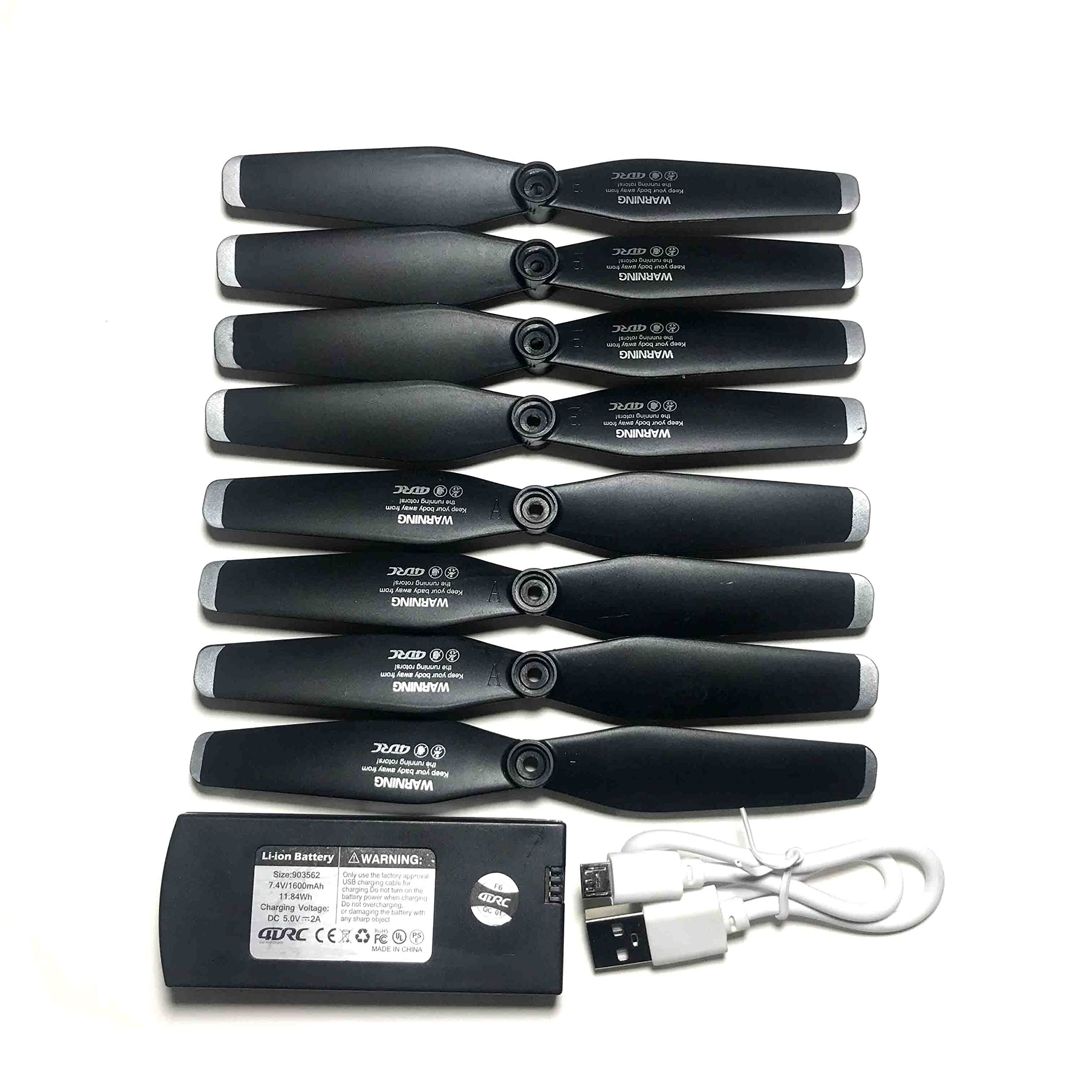 OZLLO [Drone parts] For 4DRC F6 GPS RC Drone for 4D-F6 FPV Quadcopter Spare Parts Battery Propeller Blades Prop Maple Leaf USB Charger Cable Accessory [Easy to install] (Color : 7.4V Battery set)