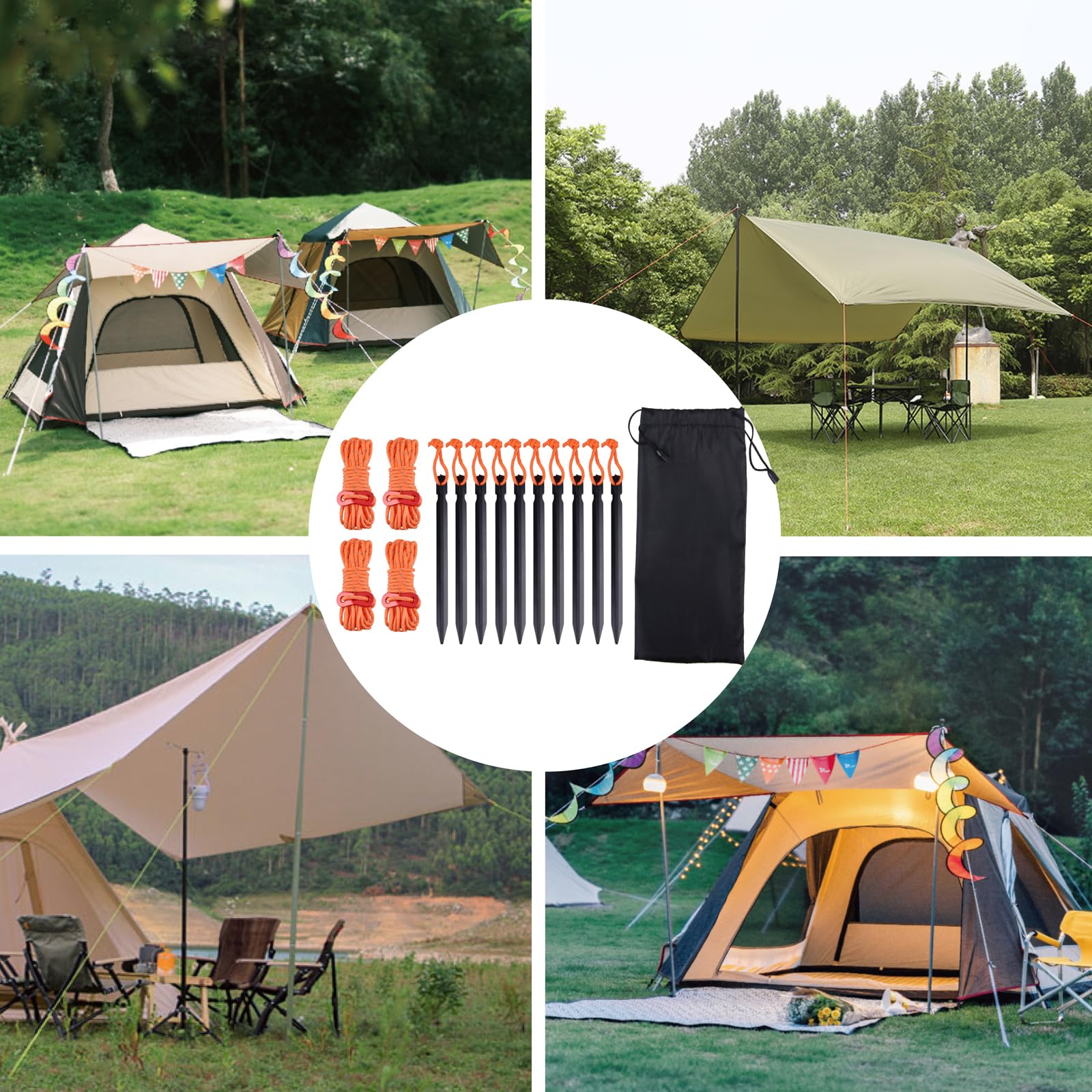 Corde Tiranti Per Tenda TRIWONDER 3mm - 8 Pezzi Da 4m Con Tenditore, Riflettenti Per Campeggio