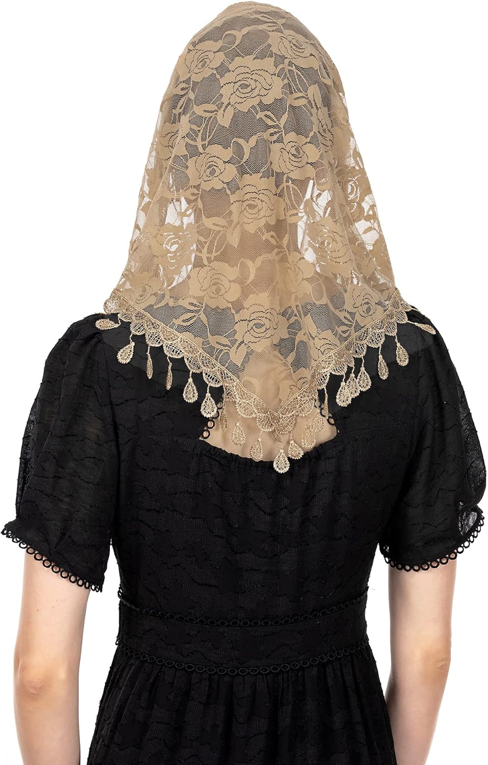 Wgior Triangle Veil for Church - Lace Chapel Catholic Mass Head Covering Scarf Mantilla for Women - Image 5
