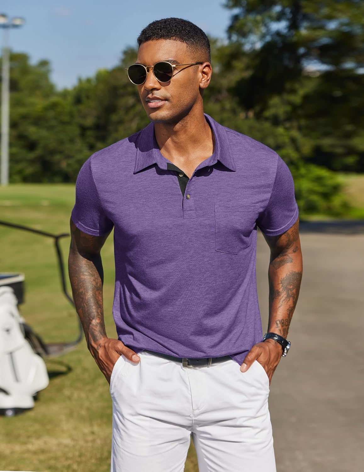 COOFANDY Men Short Sleeve Polo Shirt Casual Summer Collar Shirts Dress Button Polo T Shirt Classic Golf Shirts - Image 2