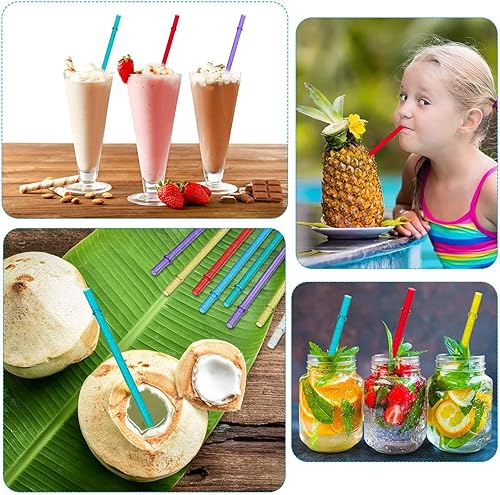 Miniatura 7 de 72 pajitas de plástico reutilizables de 11 pulgadas, pajitas de beber coloridas, popote con purpurina para tarros y vasos de 403024 onzas, con