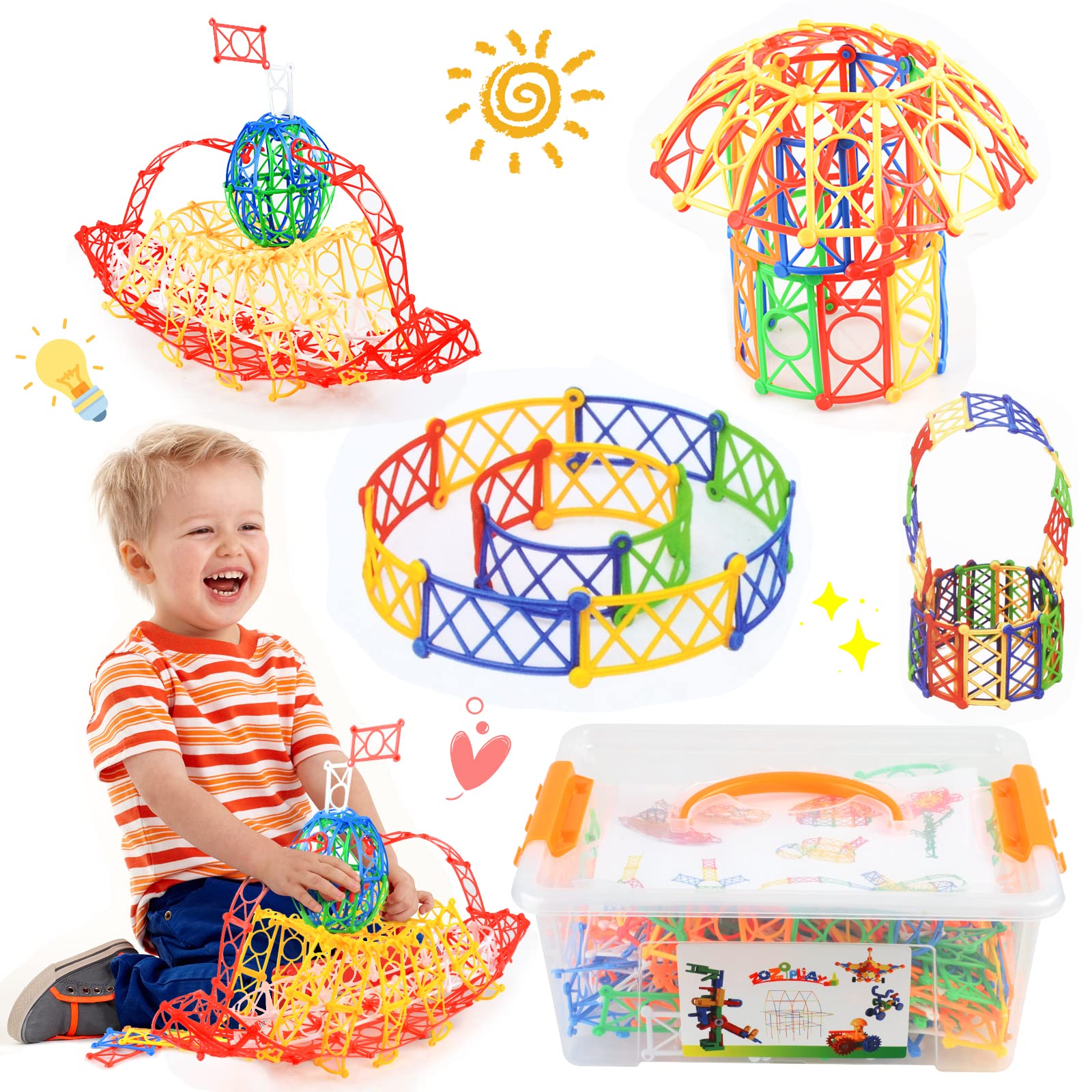 ZOZOPLAY Building Toy Building Blocks Kids STEM Toys Construction Engineering Set 3D Kid Toys, Interlocking Creative Connecting Kit, Learning Toy Educational Toys for Preschool Boys and Girls Aged 3+