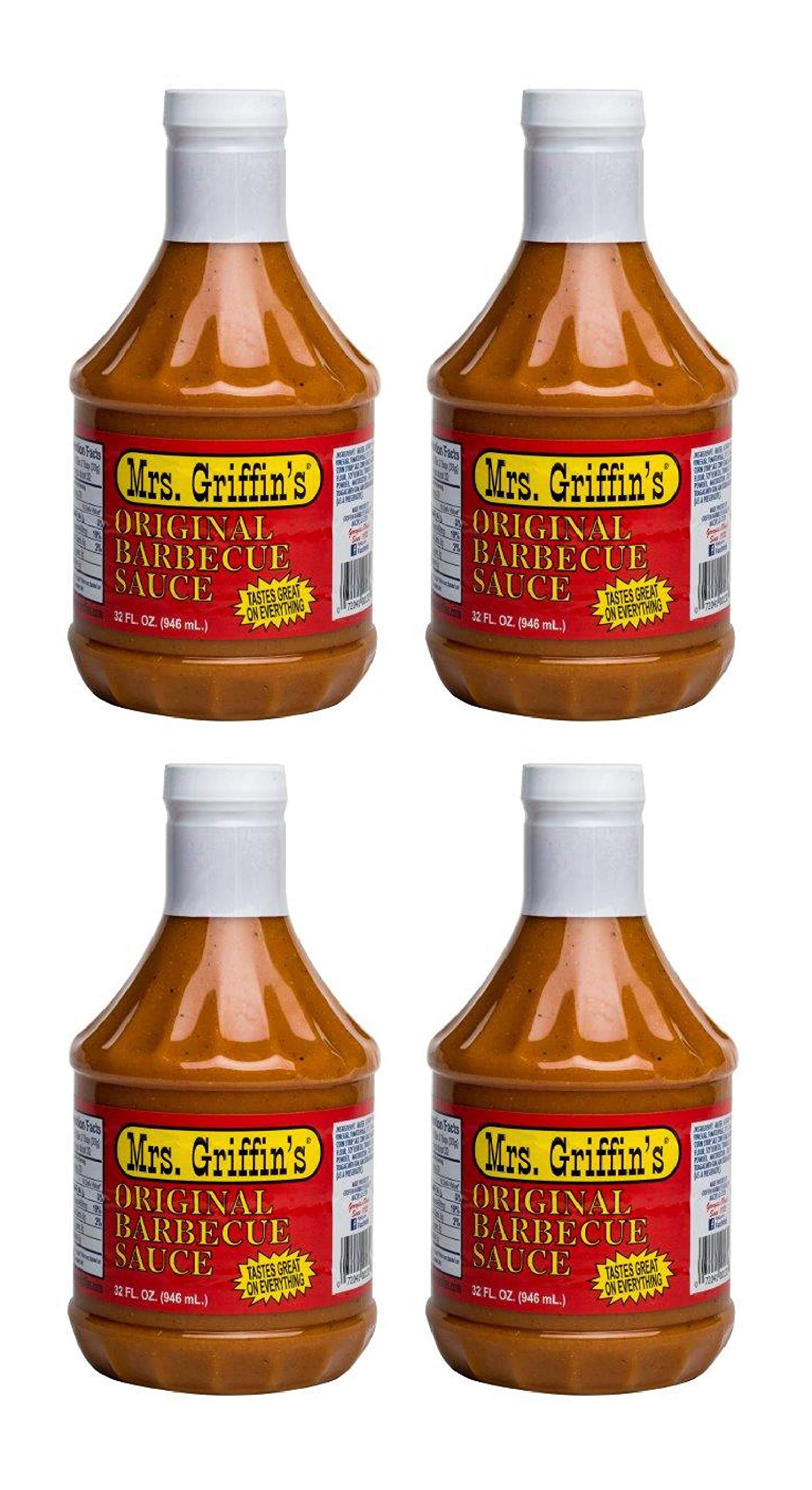 4 Pack Mrs Griffin's Regular BBQ Sauce 32 oz -Tangy Mustard Based BBQ Sauce