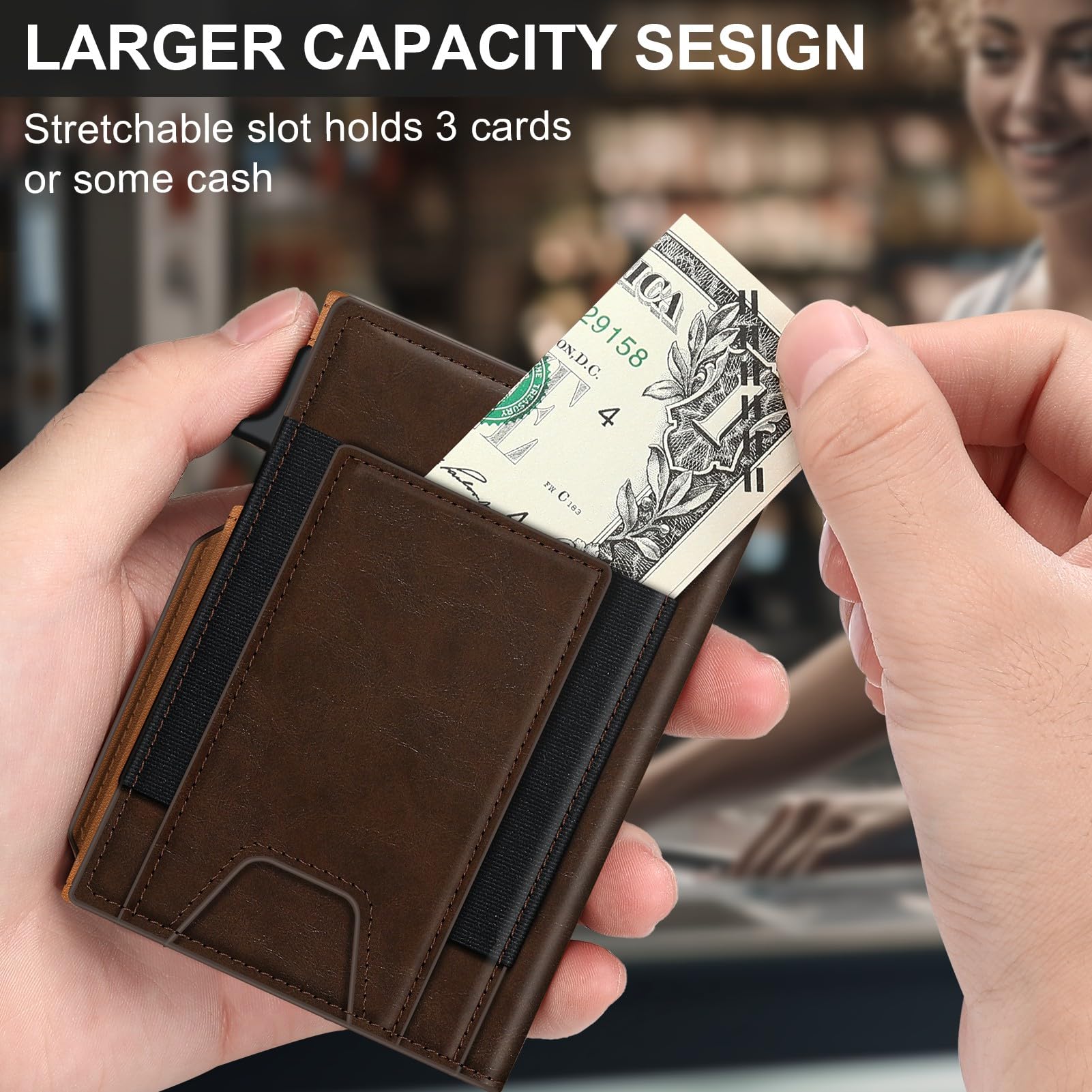 Wallet for Men Wallet with Slim Pop Up Card Holder 9-13 Cards, Bifold Minimalist Smart Wallet RFID Blocking Credit Card Holder with ID Window & Stretchable Cash Slot Compact Metal Aluminum Card Case