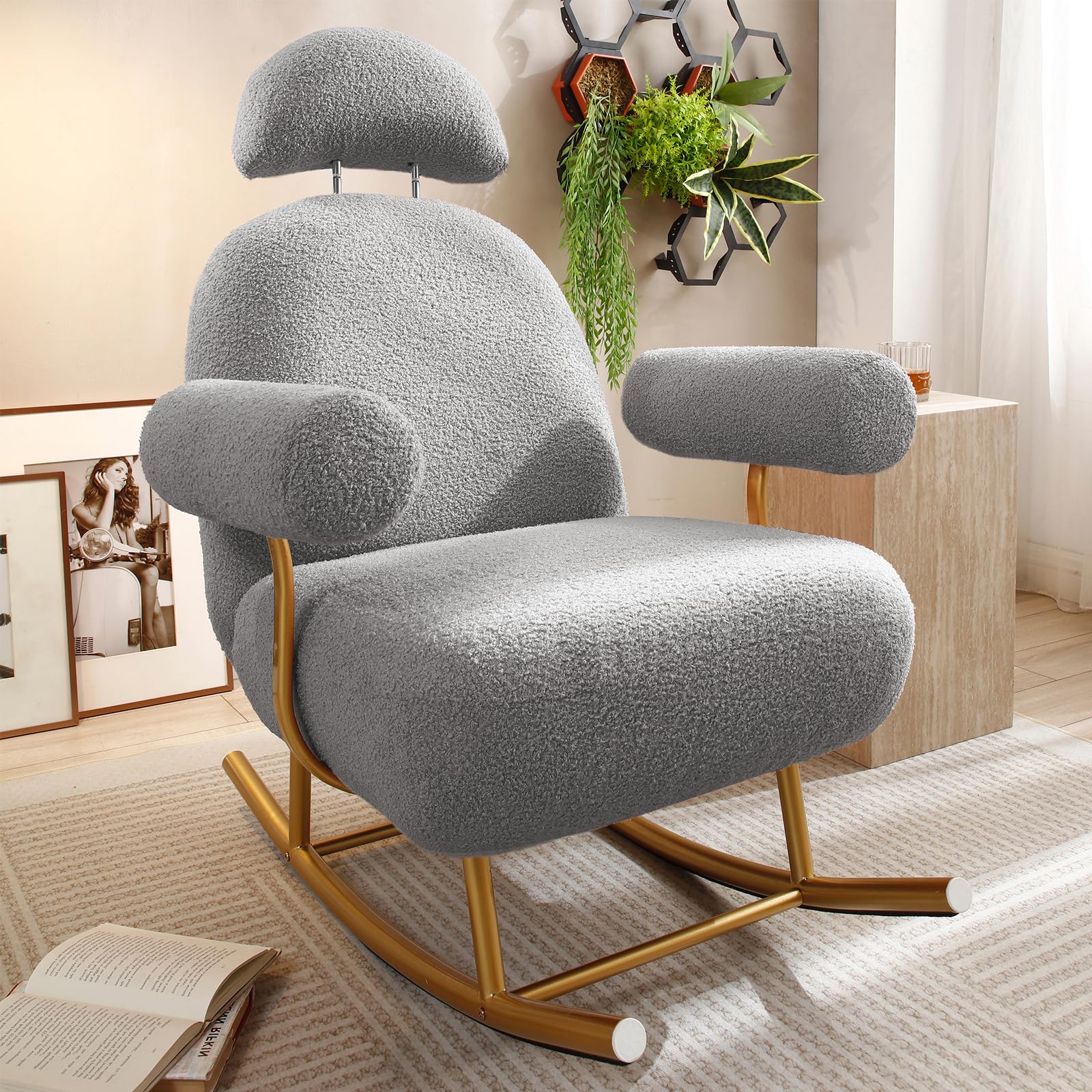 Nursing Chair NIOIIKIT Nursery Rocking Chair, Corduroy Upholstered