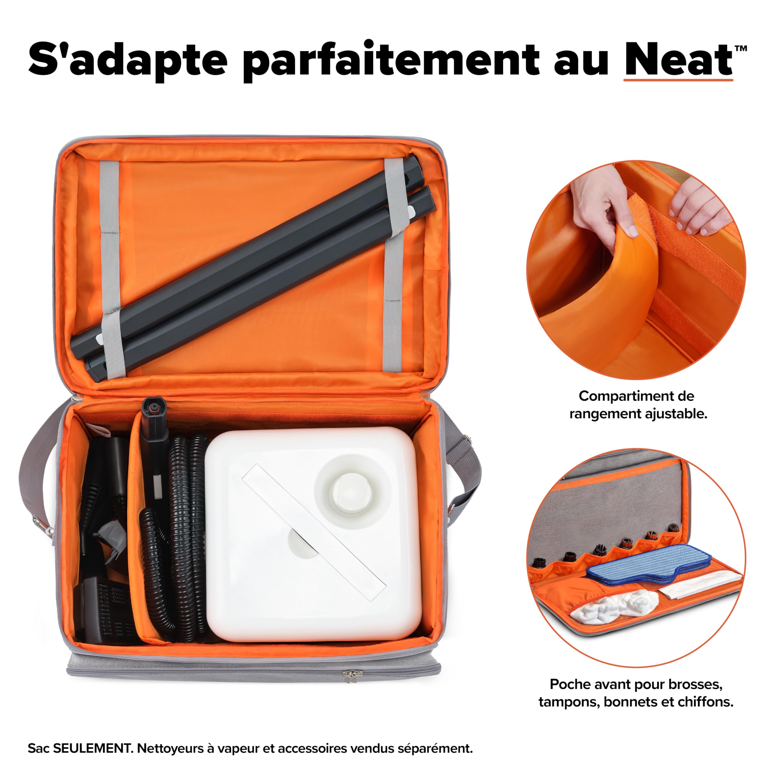 Le Sac The Awesome Bag™ Dupray, Housse de Transport Durable et Ajustable pour nettoyeurs Vapeur Neat™ & Neat Plus™, Outils et Accessoires, Protecteur, Portable et Facile à Ranger.