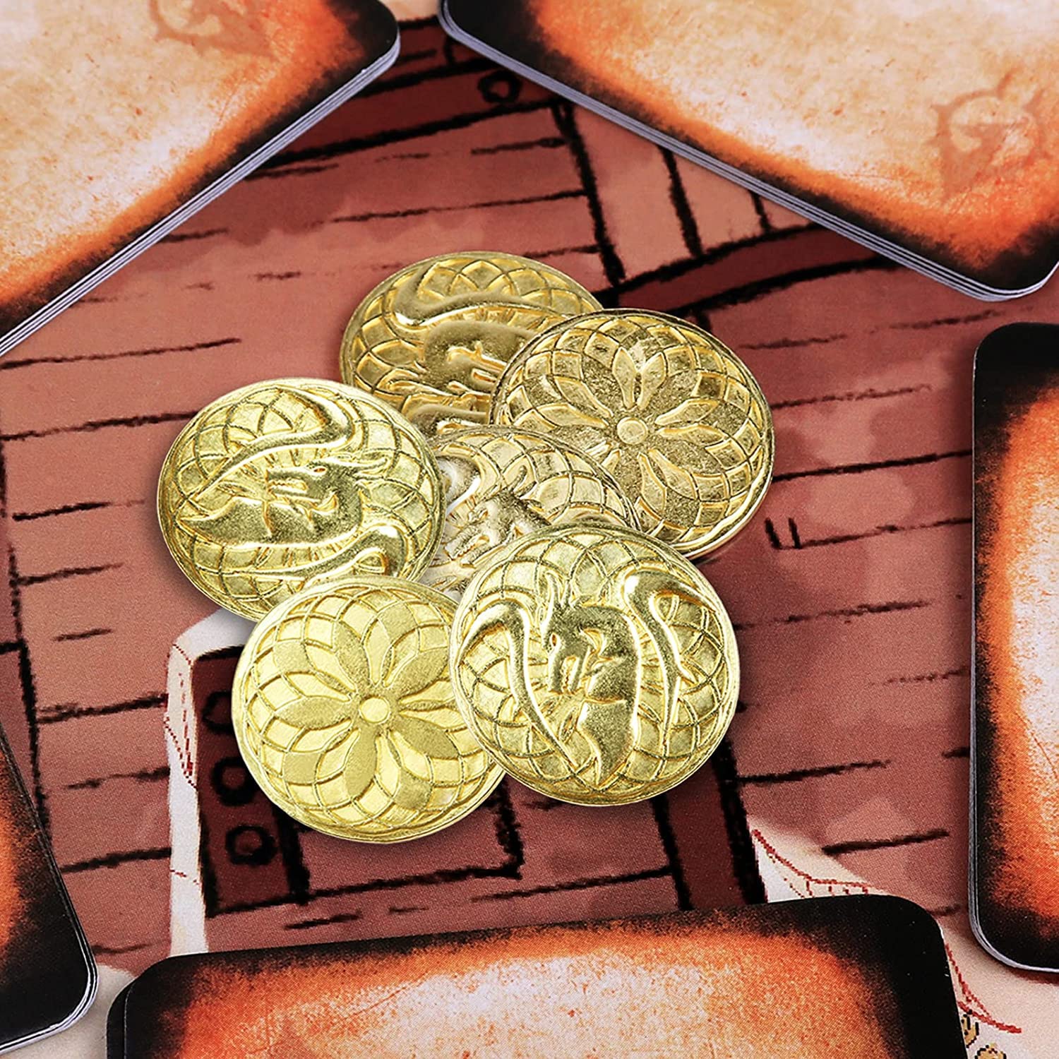 Byhoo 50 PCS Goldmünzen & PU Ledertasche, Metallmünzen für DND, Fantasy Münzen Schatz für Brettspiele, Falsche Münzen als Spielmarken für Dungeons & Dragons, Tabletop TTRPG Spiele