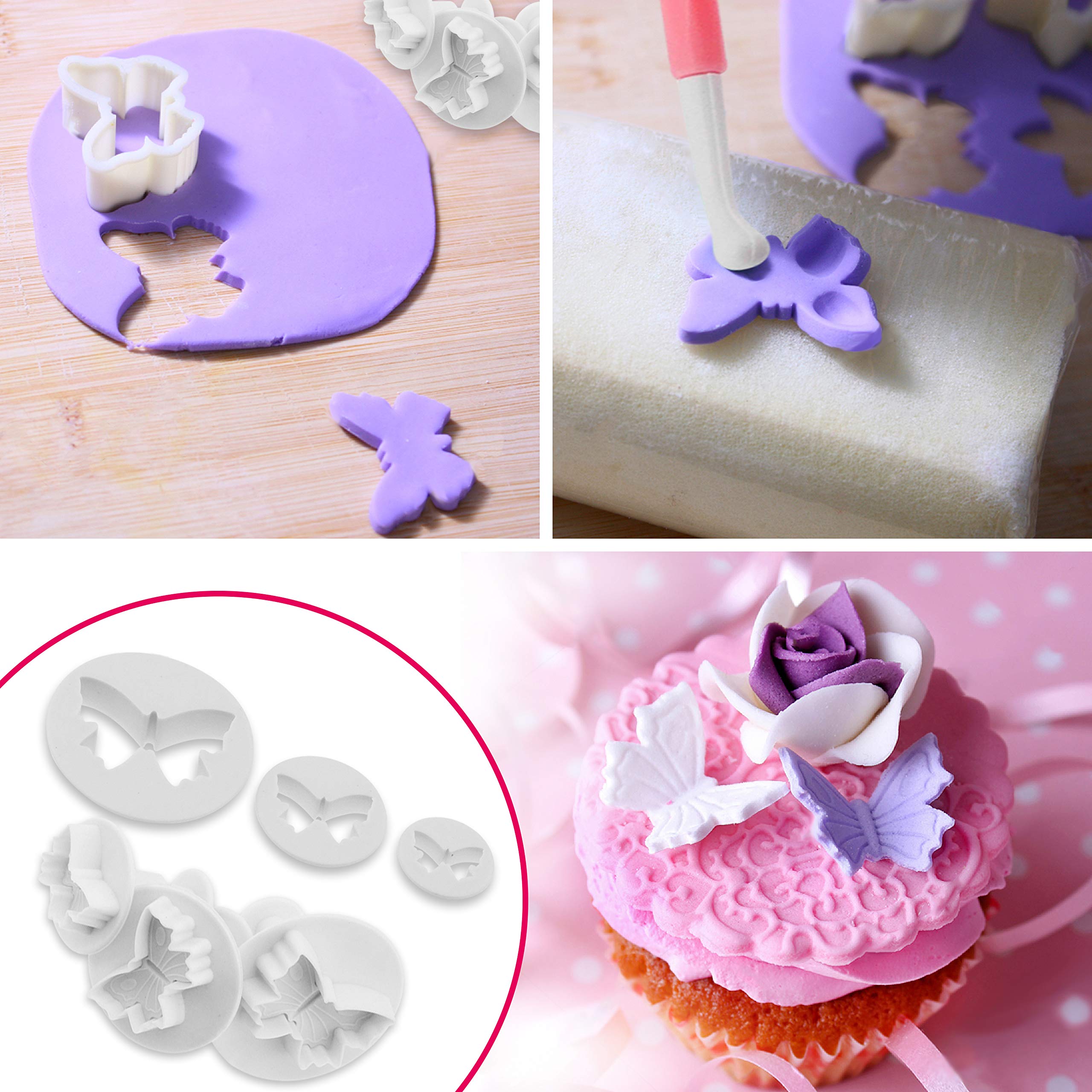 MoNiRo, set di 68 stampini per fondente, grandi – Stampi per biscotti da pasticceria – Strumento per modellare torte – Accessori per il retro e fondente – Stampini per fondente e fiori