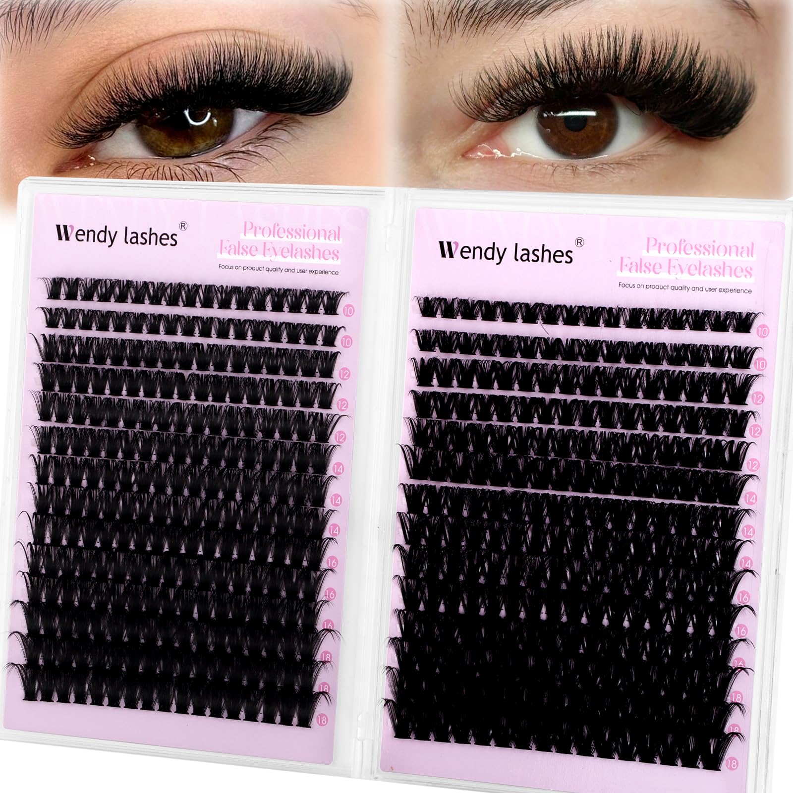 Wimpern Extensions 594PCS 80D+100D Cluster Lashes Natürlicher Wimpern Einzeln C-Curl MIX10-18mm Lash Extension Set,Volume DIY Wimpernverlängerungen Für Anfänger(80D+100D-0.07C1018)