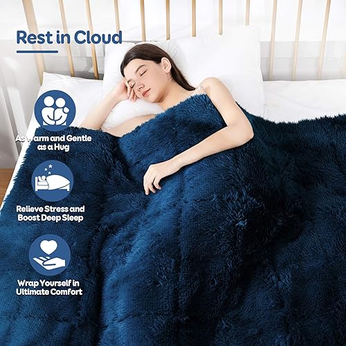 Miniatura 4 de Cottonblue - Manta de sherpa con peso, 12 y 15 libras, manta invernal reversible de piel sintética, de lujo, muy suave, ideal para un mejor sueño