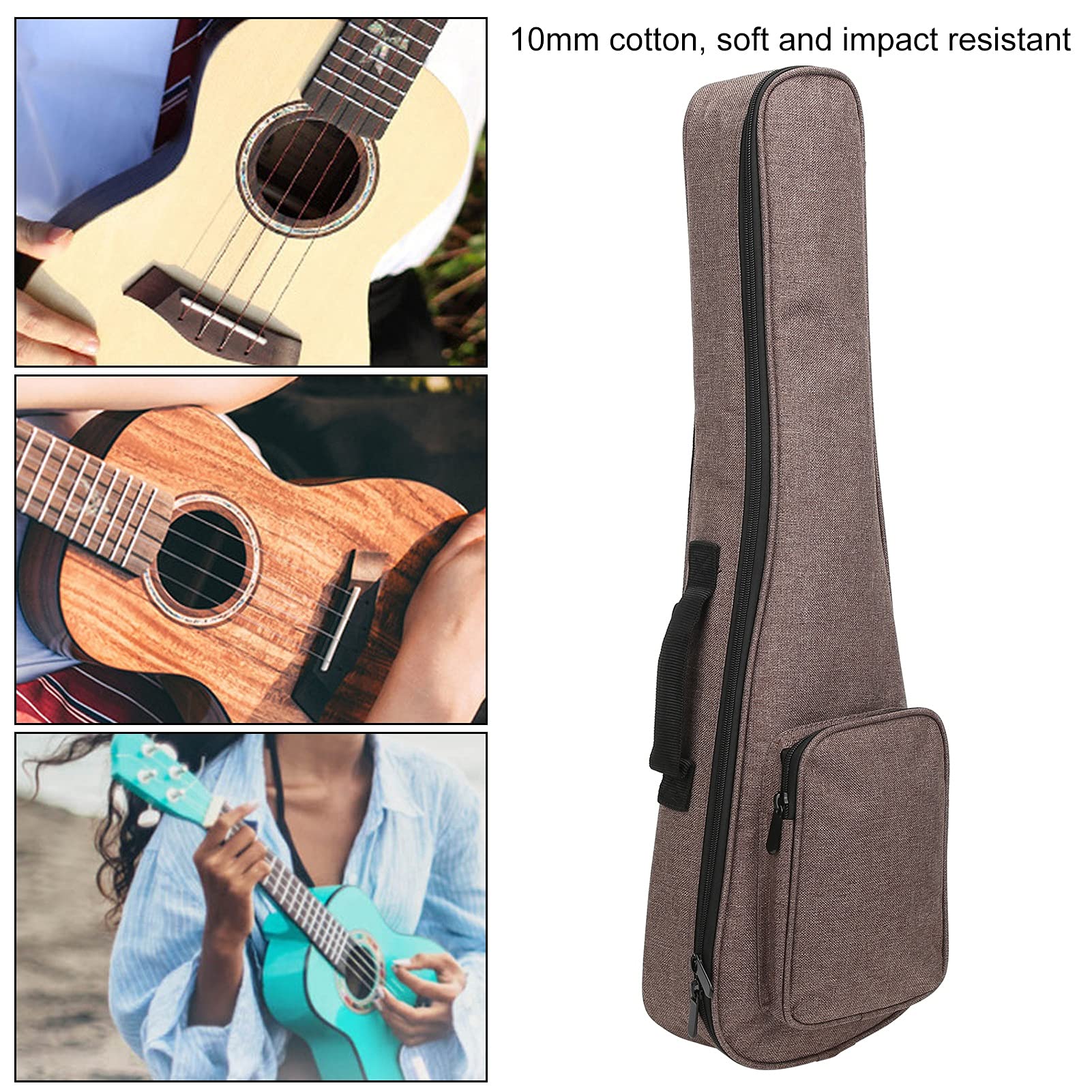 RiToEasysports Etui na Ukulele Nylonowy Podręczny Worek do Przechowywania z Podwójnym Zamkiem z pianką o Grubości 10 Mm na Koncert Sopranowy Tenorowy Ukelele Początkujący Dorosły (26 cali)