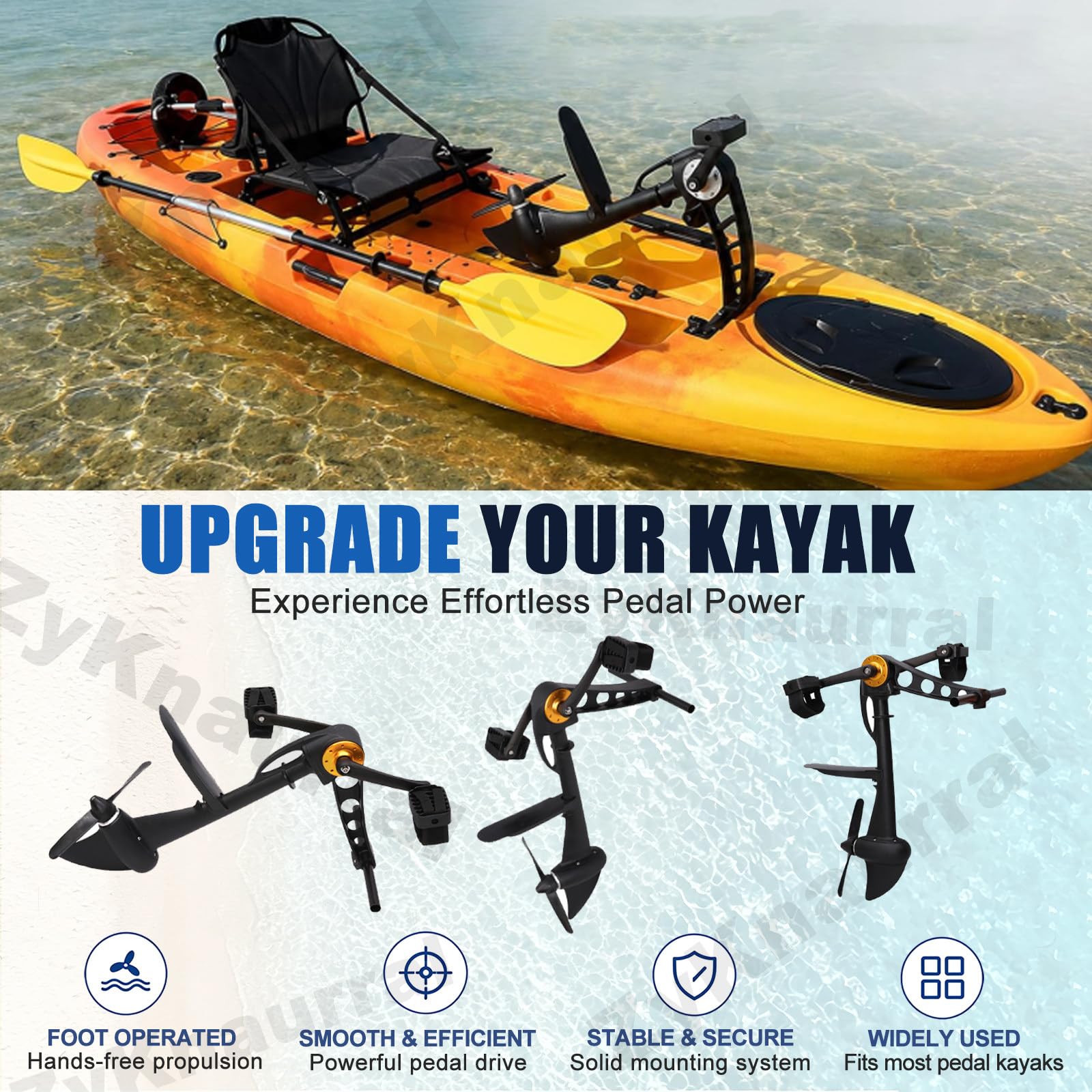 Sistem-a De Propulsión a Pedales Para Kayak, Kayak De Pesca a Pedales, Apto Para Kayaks Y Embarcaciones De Pesca Hinchables, Motor De Propulsión a Pedales Robusto Y Duradero, Fácil Instalación