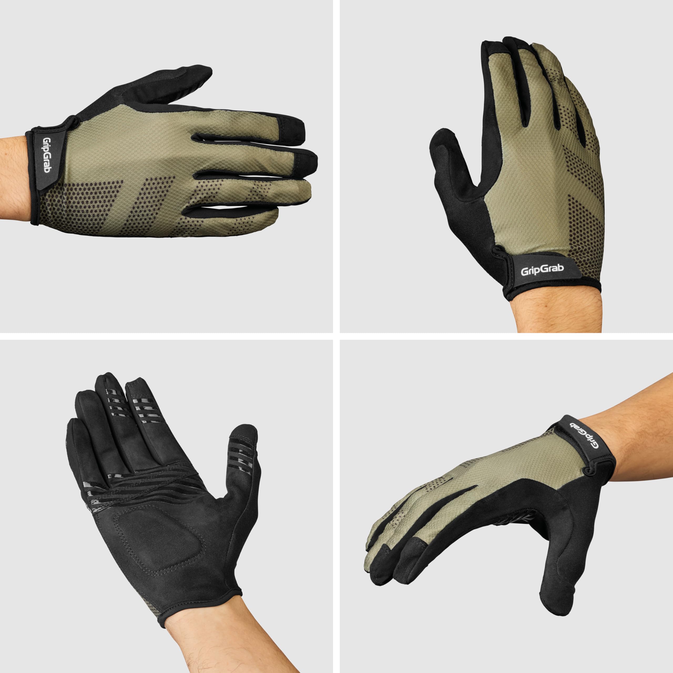 GripGrab Guantes de Ciclismo Ride Lite Largos Verano Acolchado Palma de Gamuza con Agarres de Silicona Antideslizantes Bicicleta MTB Gravel