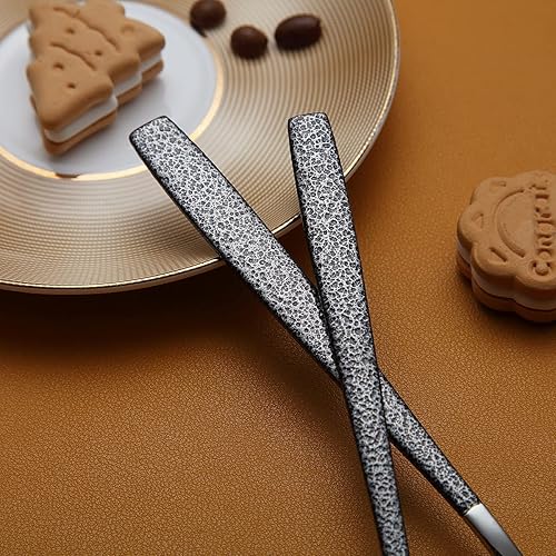 Miniatura 6 de Juego de cubiertos de 20 piezas de revestimiento con mango de Marte negro cuchillos de acero inoxidable cucharas tenedores juego de cubiertos para 4