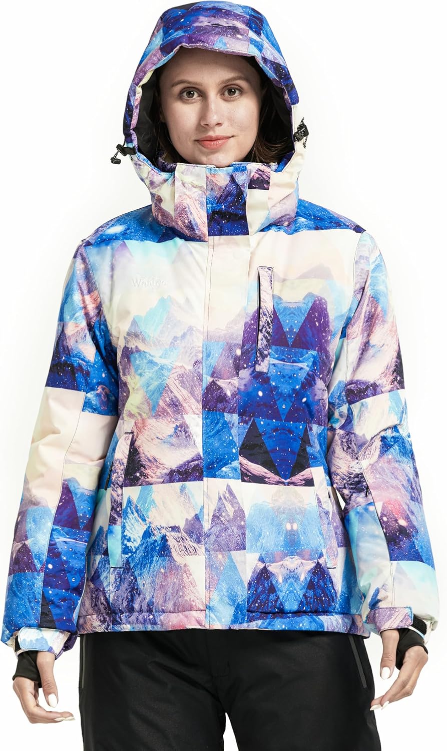 Wantdo Women's Waterproof Ski Jacket Colorful Printed Fully Taped Seams Rain Coat Warm Winter Parka - Image 6