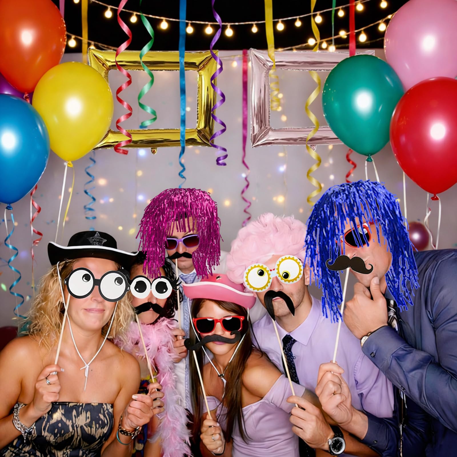 146 pièces Accessoires de décoration pour boîte photo de fête, Accessoires de décoration pour boîte photo de fête, Accessoires pour cabine photo - Accessoires de fête pour mariage, Halloween, Noël