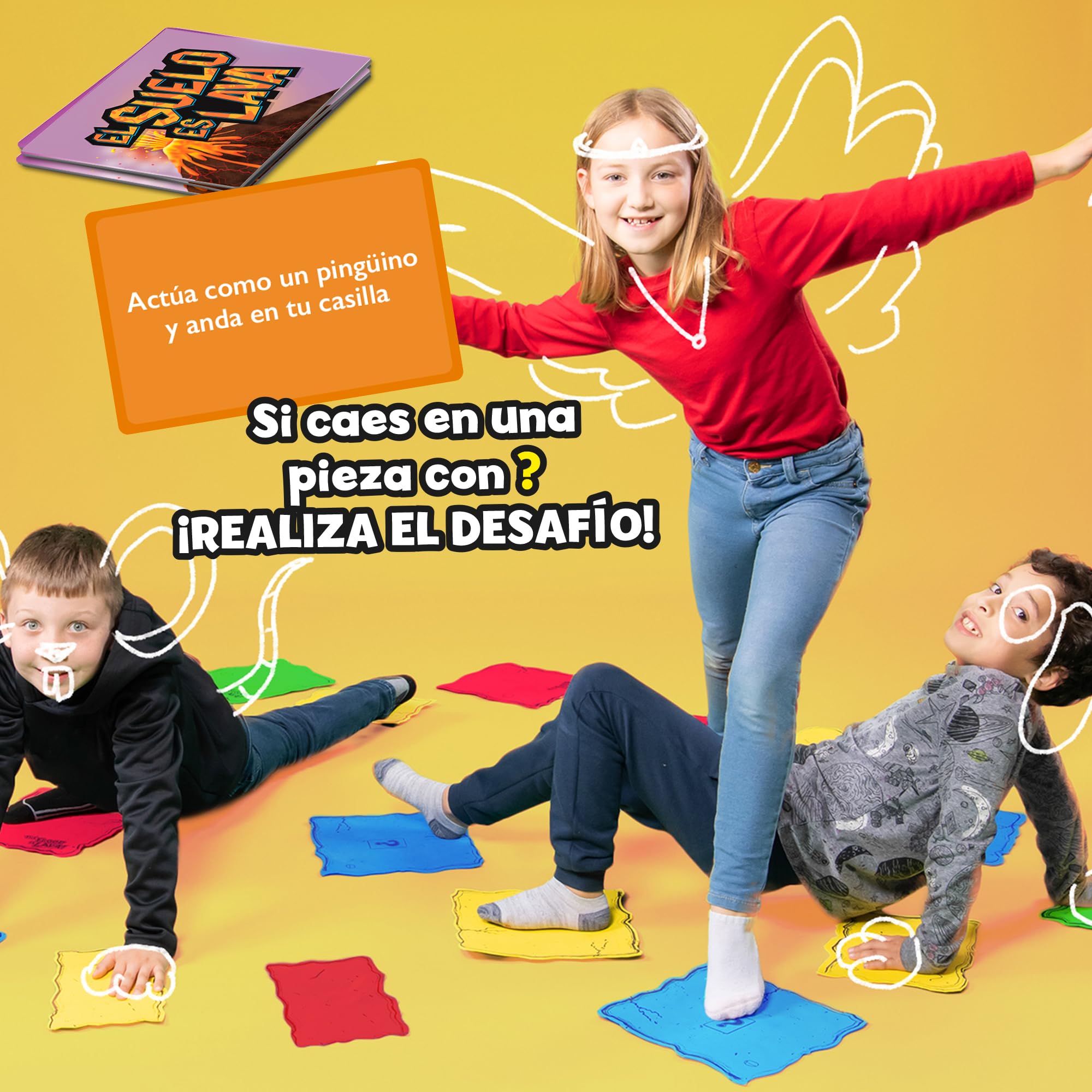 Bizak - El Suelo es Lava - Juego de Mesa Interactivo para Niños a Partir de 5 Años - Desarrolla el Equilibrio y la Coordinación - Juego Familiar para Interior o Exterior - 2 a 6 Jugadores (64554532)
