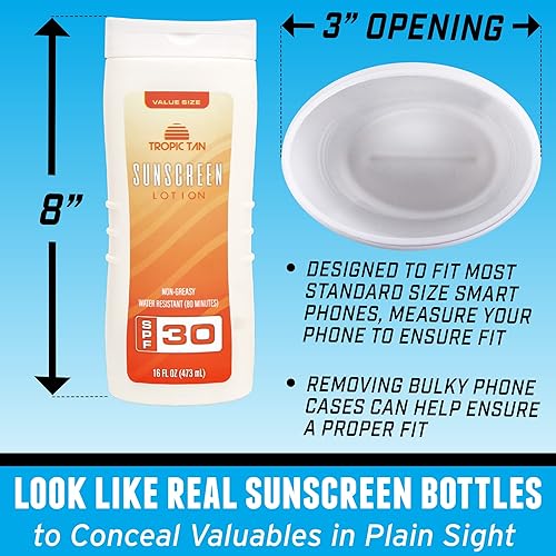 Miniatura 4 de GoPong Paquete de 2 botellas seguras para la desviación con protector solar, oculta de forma segura tus objetos de valor