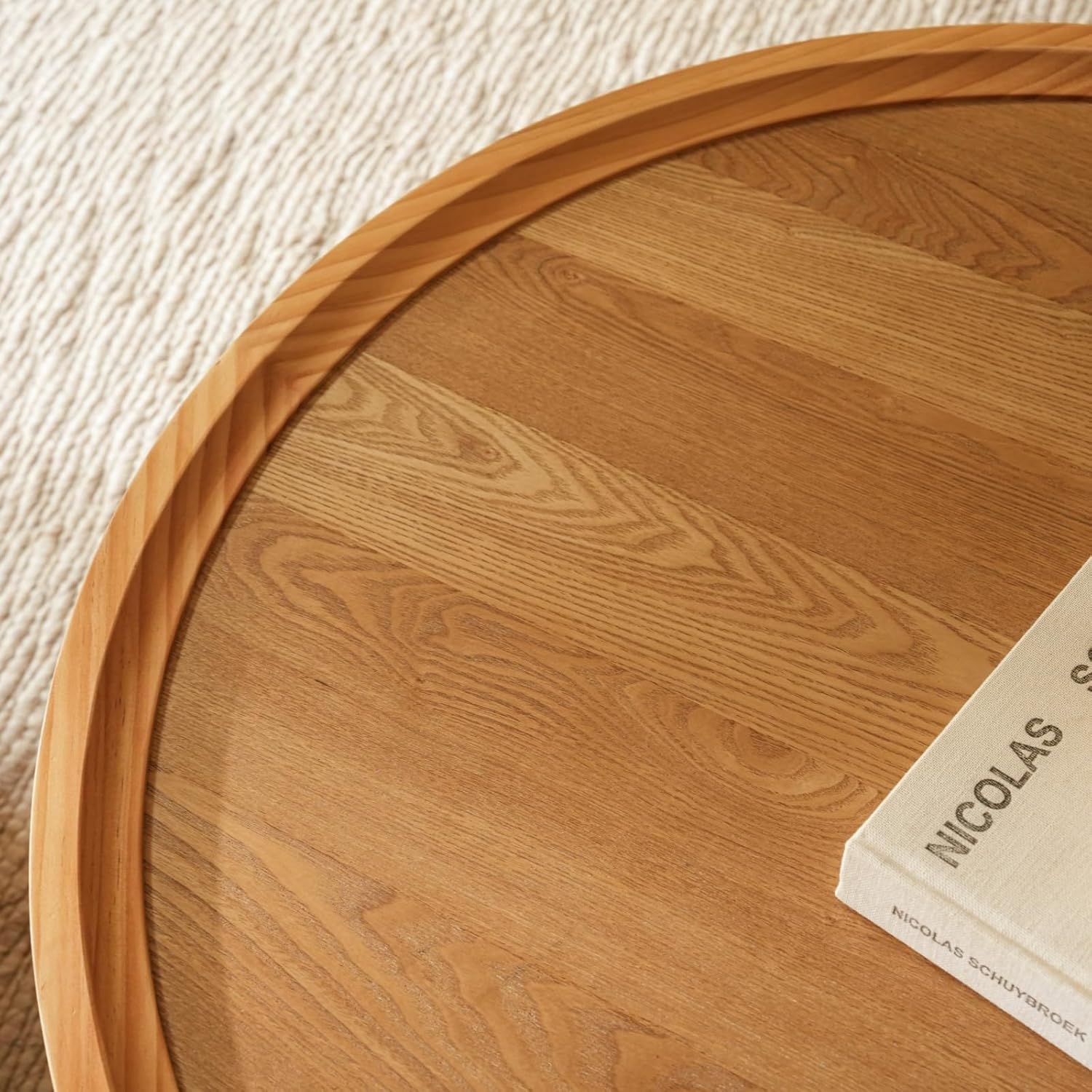 Round Nesting Coffee Table Set of 2, Brown Coffee Table, 31.5" Large & 18" Small Low Tables with Wood Top, Center Table for Living Room, Bedroom, Minimalist Center Table Set