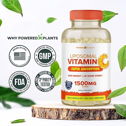 Miniatura 6 de Cápsulas liposomales de vitamina C de 1500 mg tamponadas de alta absorción VIT C, refuerzo del sistema inmunológico y colágeno, 1500 mg de alta