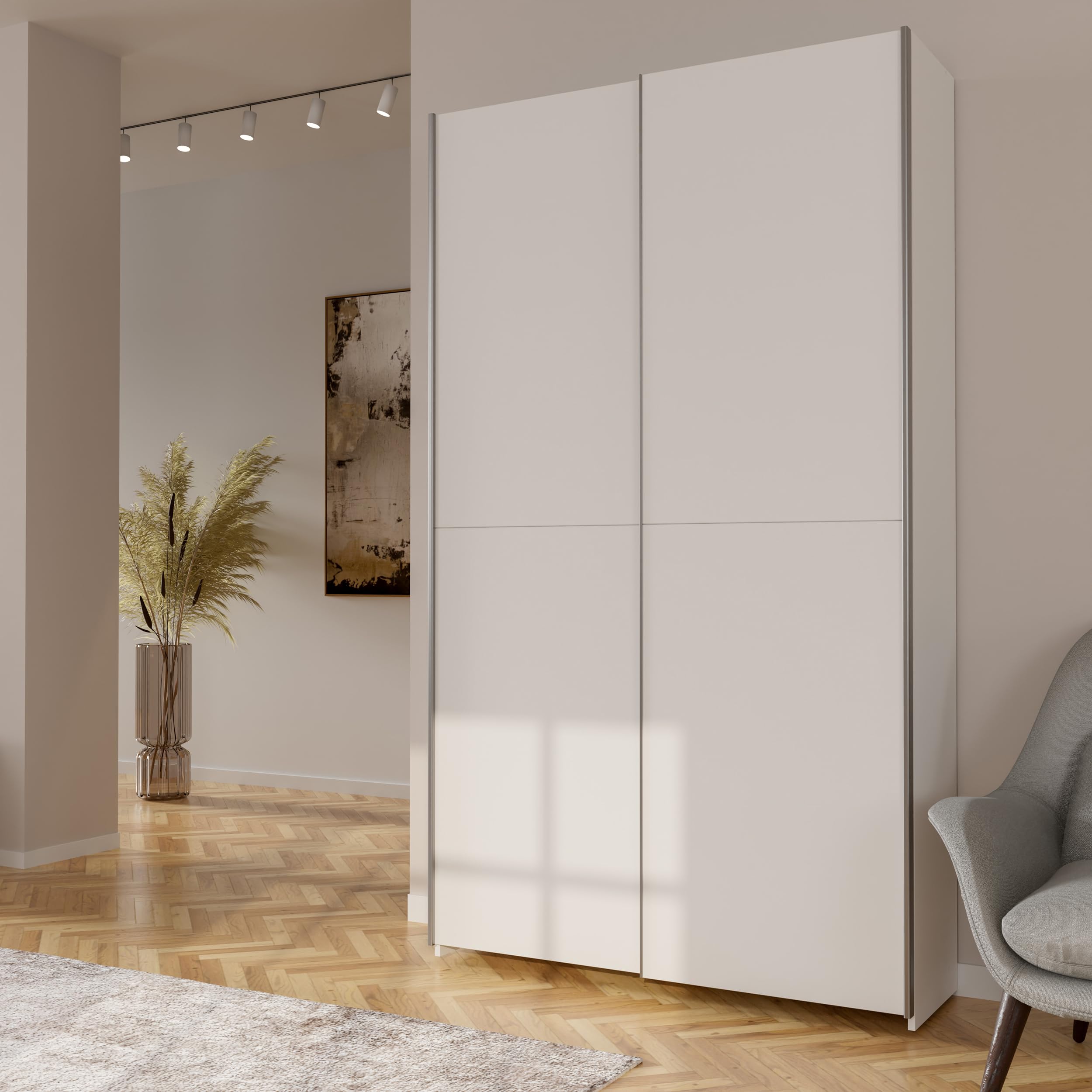 Forte Home Nook Armadio 120 moderno con 2 ante, camera da letto, legno bianco, larghezza 120,1 cm x altezza 210 cm x profondità 39,1 cm